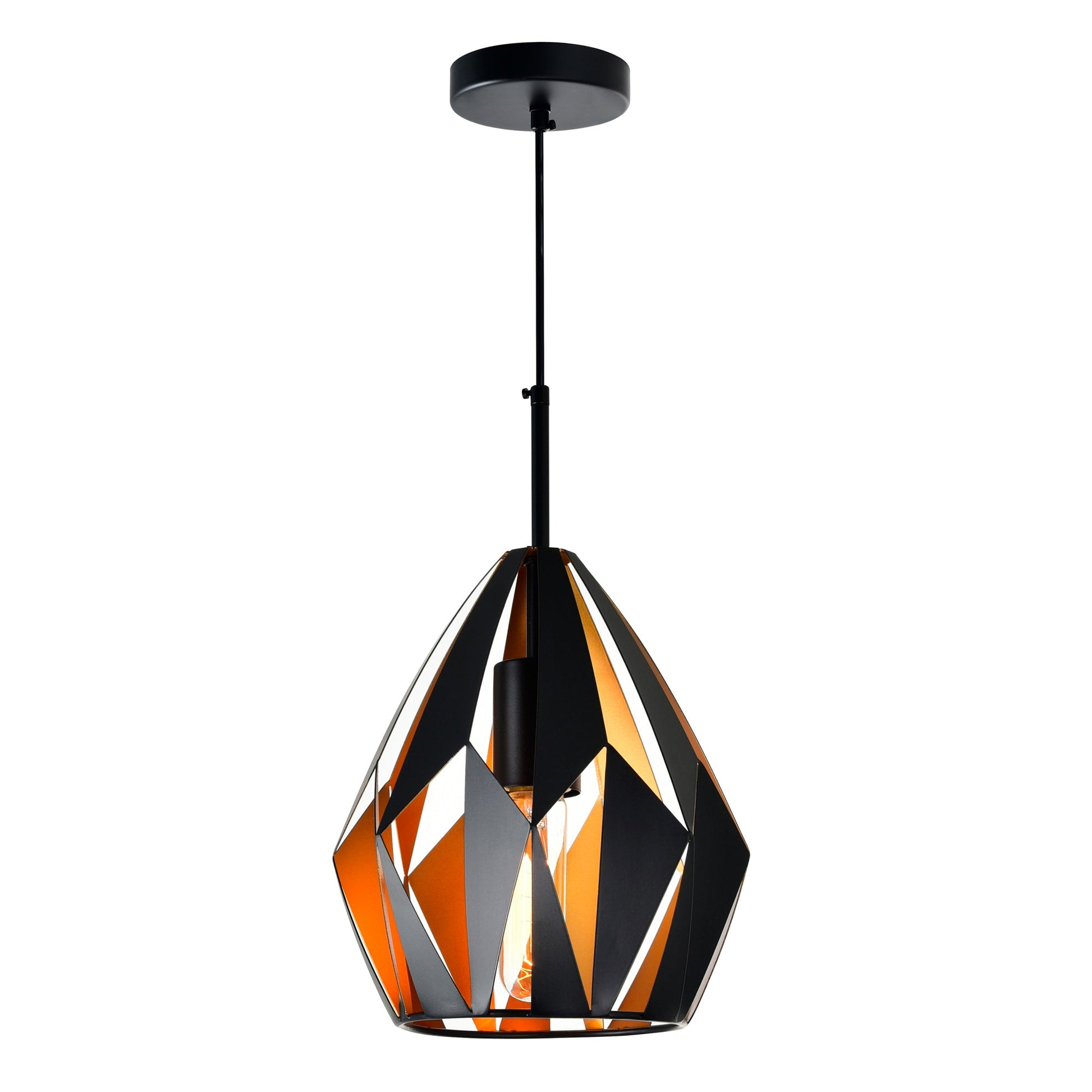 Oxide 1 Light 16in Black & Copper Down Pendant - CWI Lighting