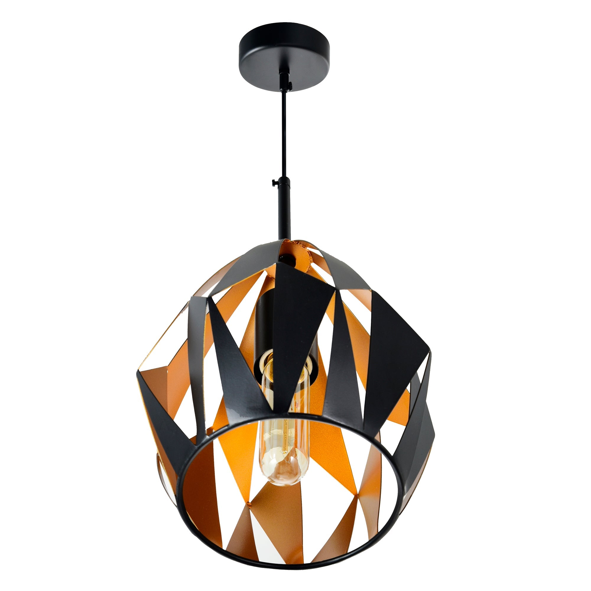 Oxide 1 Light 16in Black & Copper Down Pendant - CWI Lighting