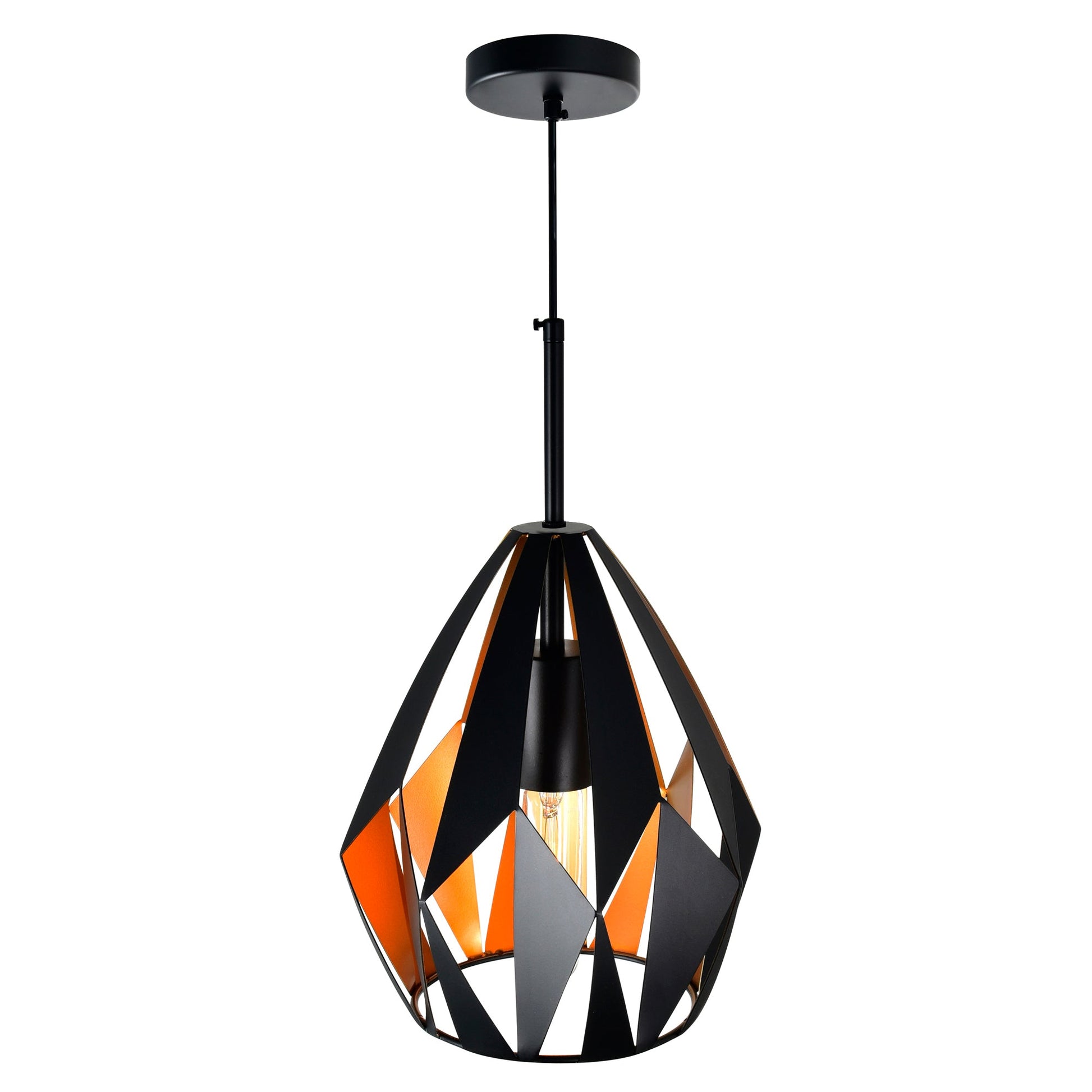 Oxide 1 Light 16in Black & Copper Down Pendant - CWI Lighting