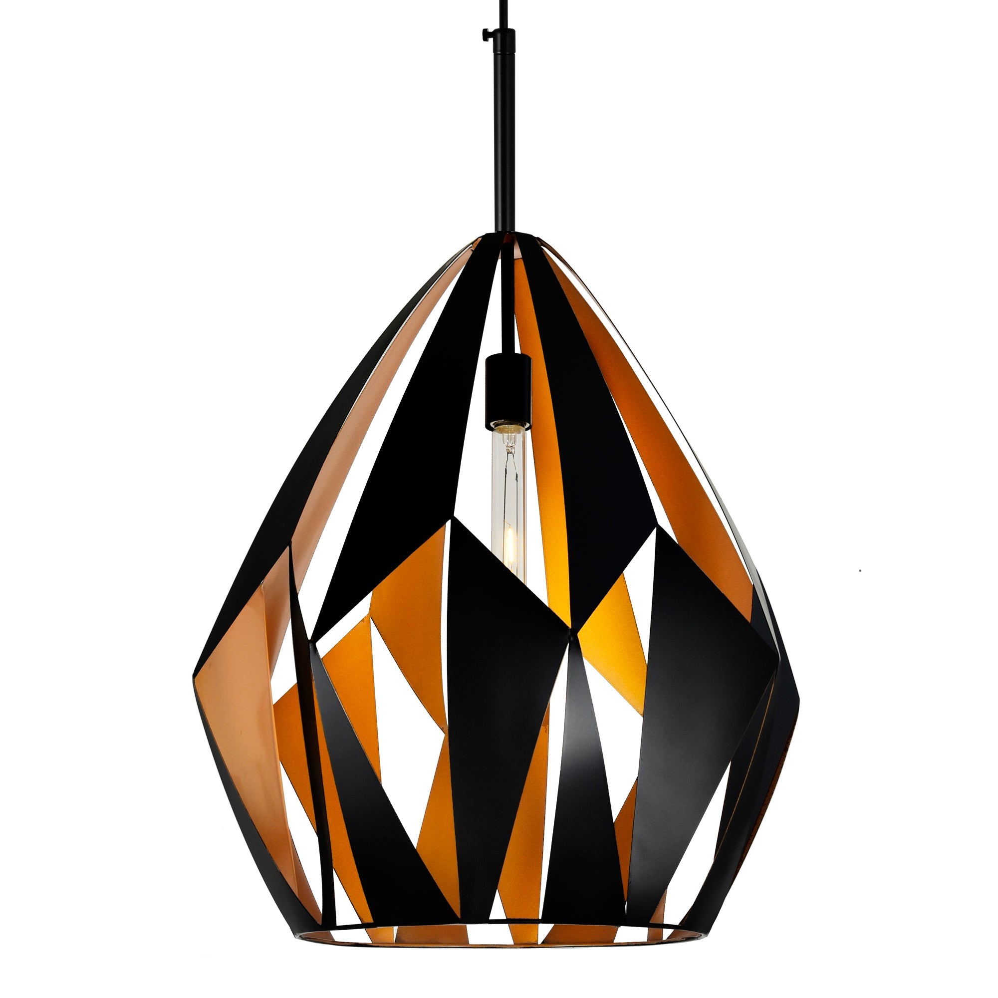 Oxide 1 Light 20in Black & Copper Down Pendant - CWI Lighting