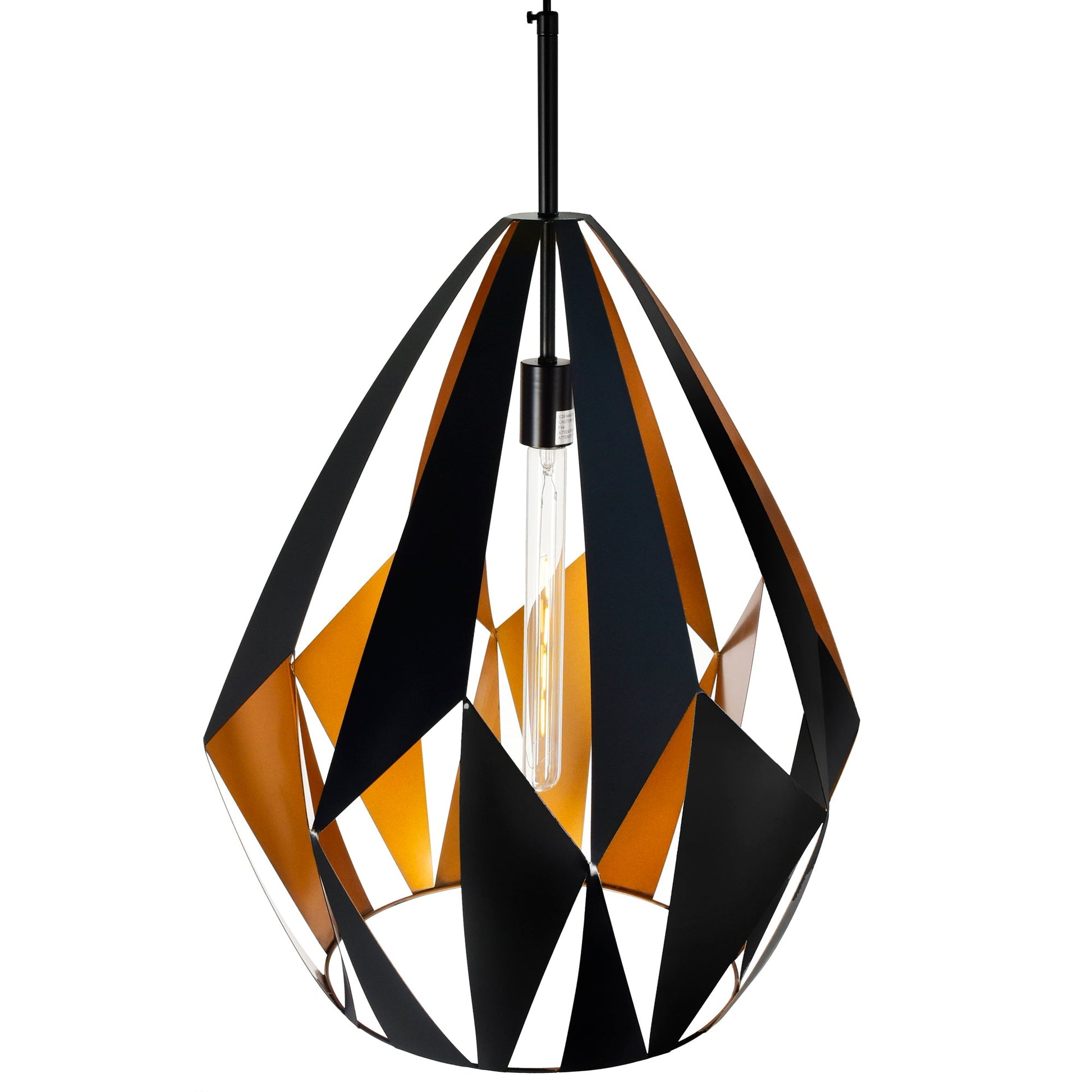 Oxide 1 Light 20in Black & Copper Down Pendant - CWI Lighting
