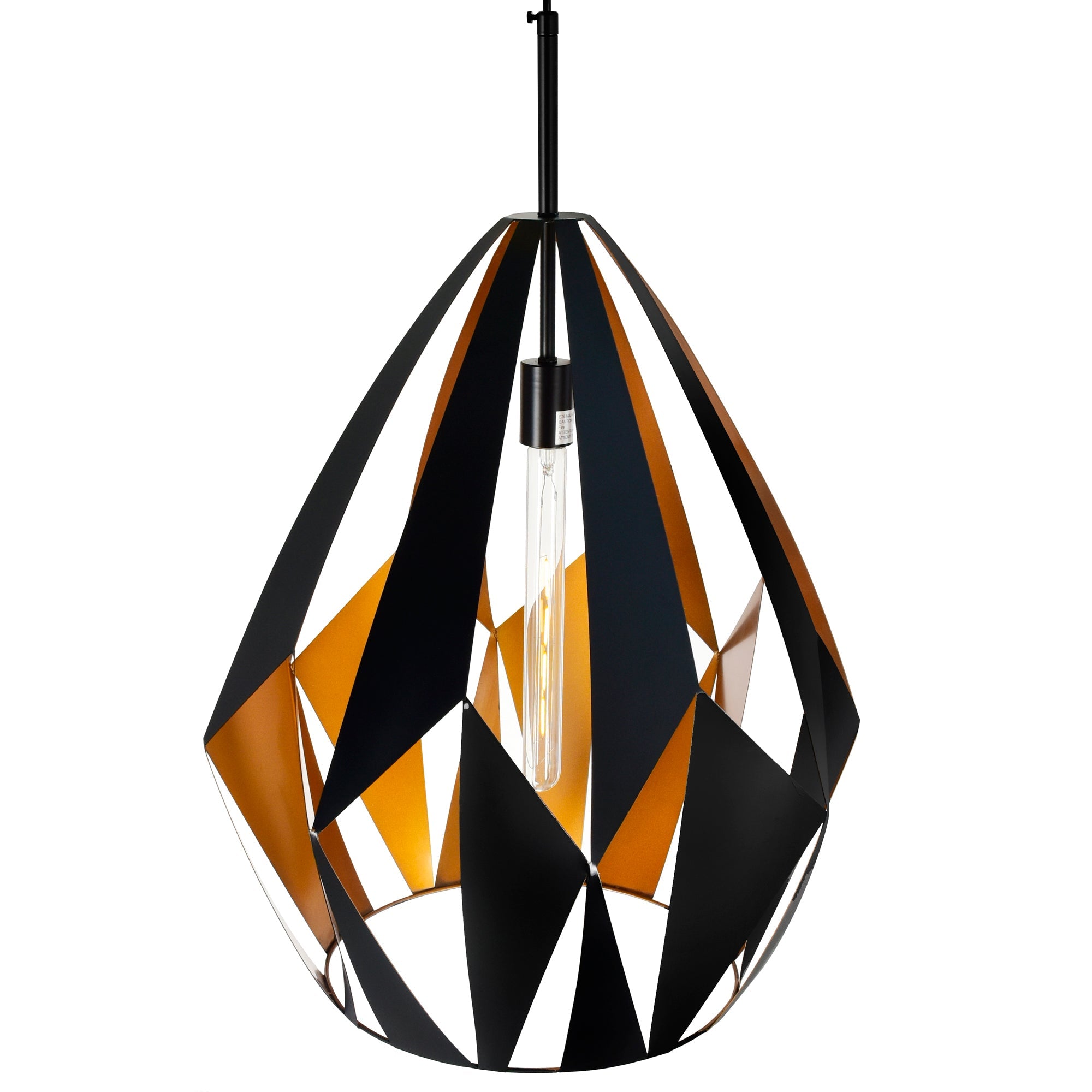 Oxide 1 Light 20in Black & Copper Down Pendant - CWI Lighting