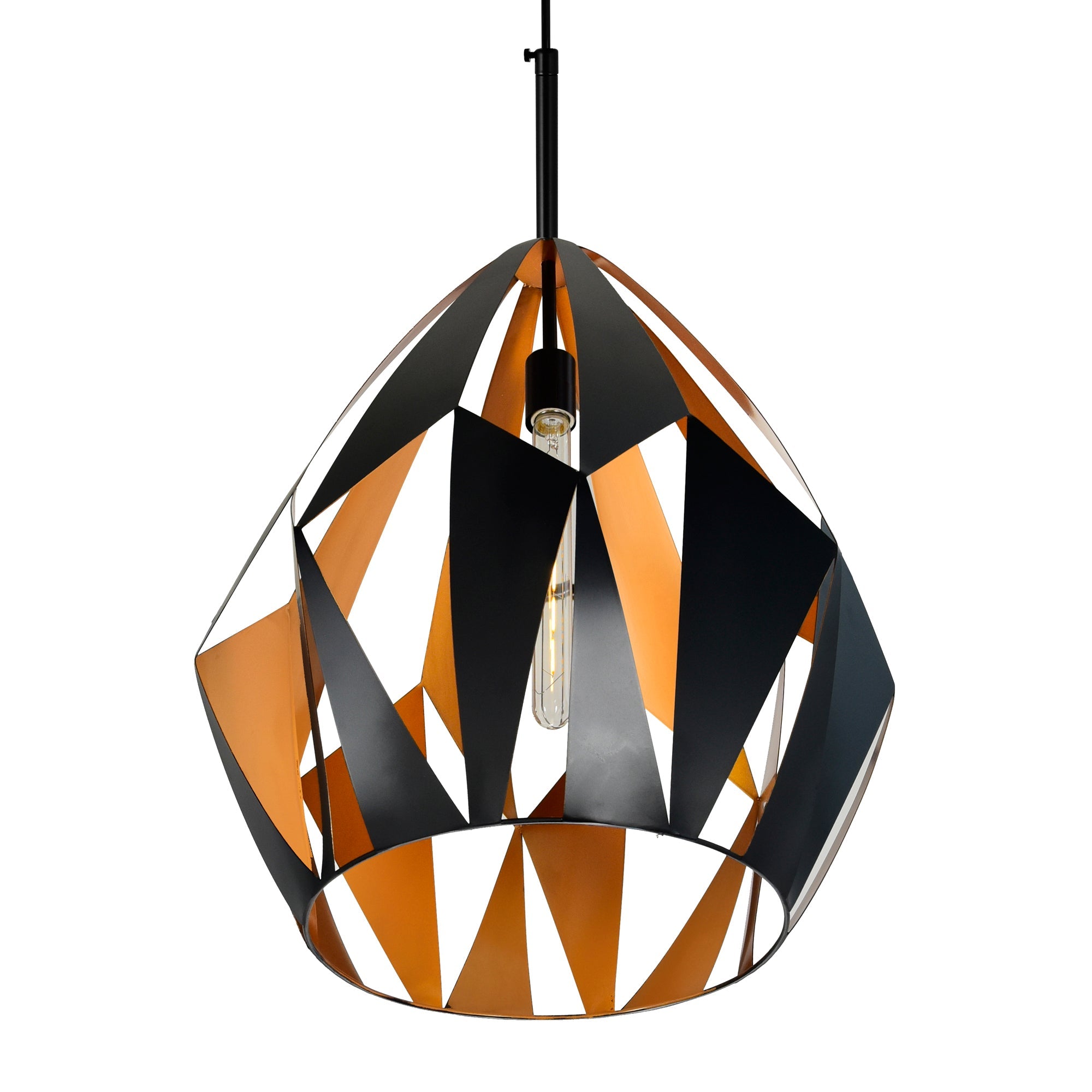 Oxide 1 Light 20in Black & Copper Down Pendant - CWI Lighting