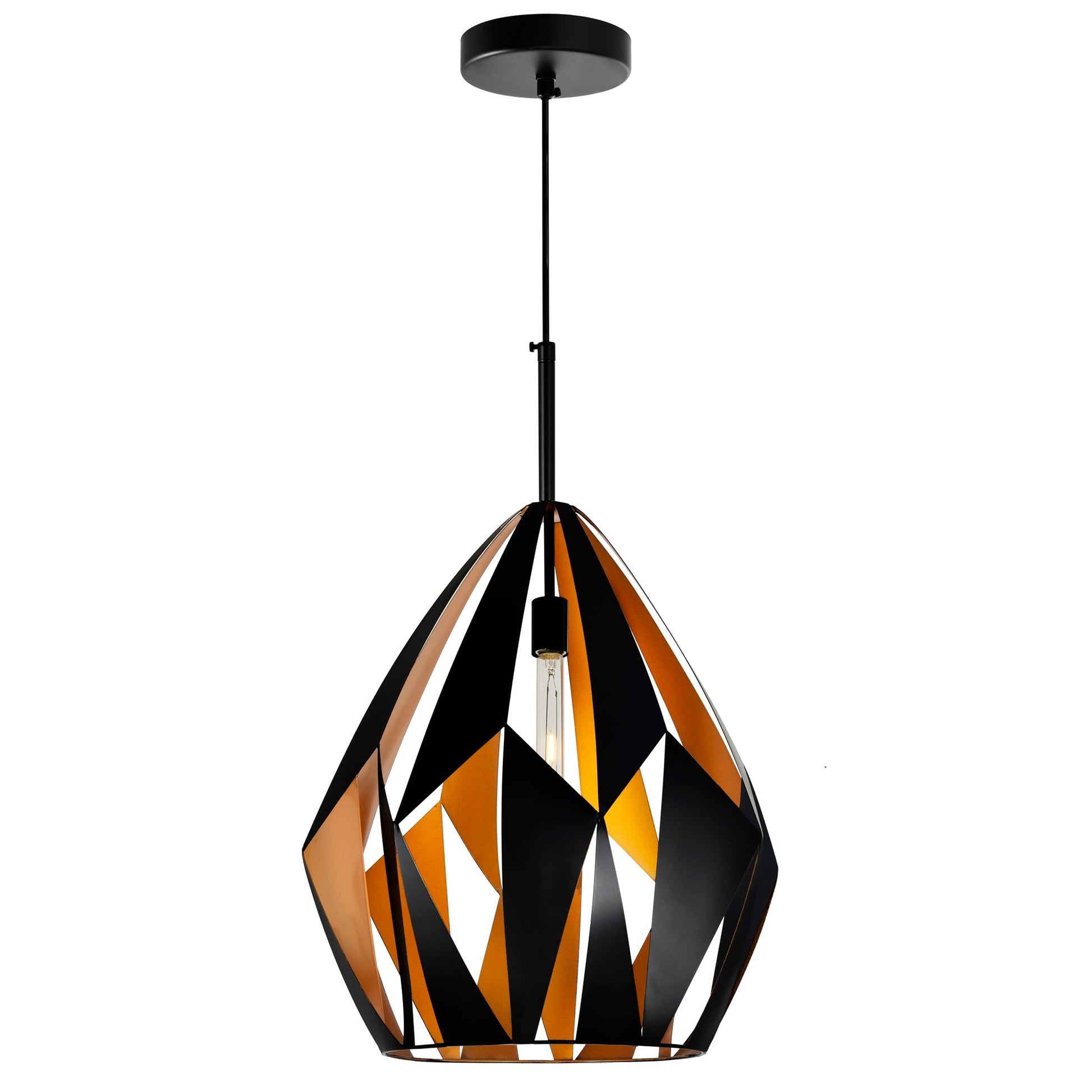 Oxide 1 Light 20in Black & Copper Down Pendant - CWI Lighting