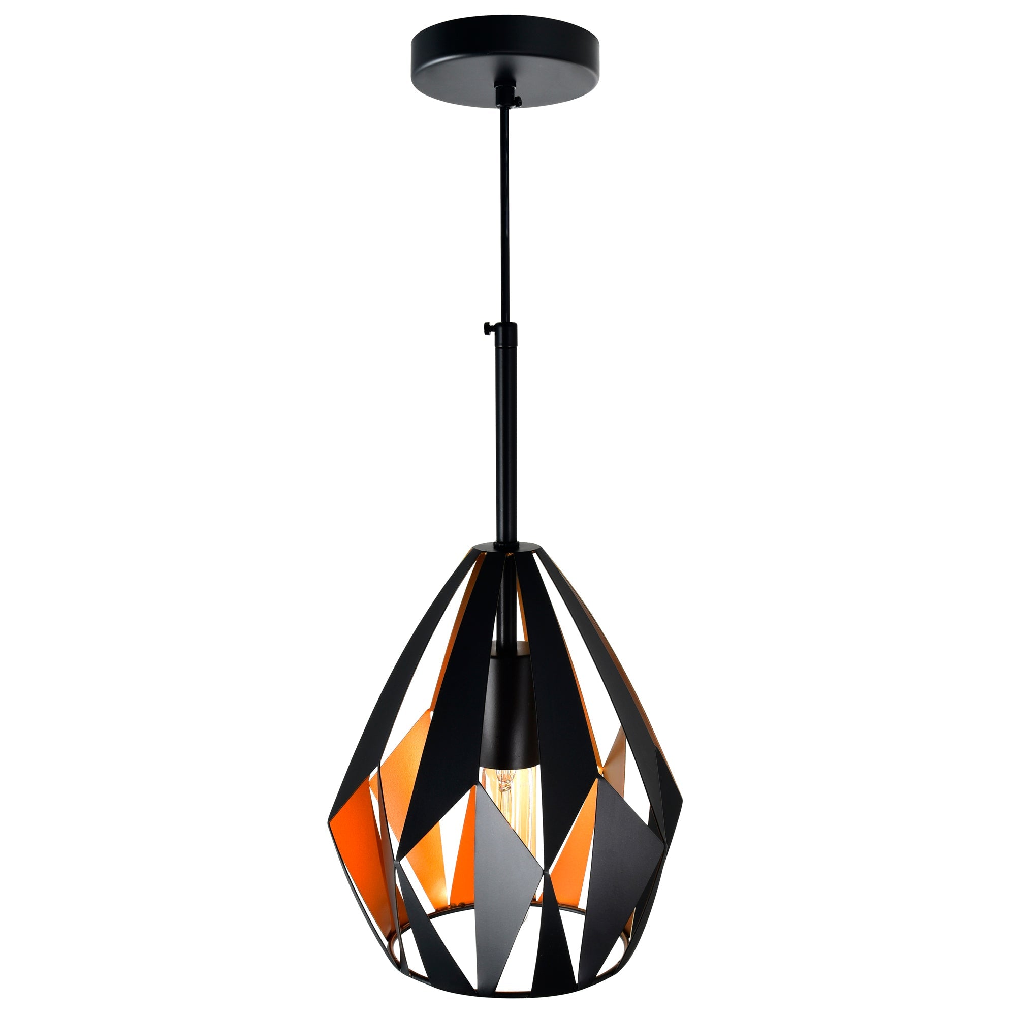 Oxide 1 Light 8in Black & Copper Down Mini Pendant - CWI Lighting
