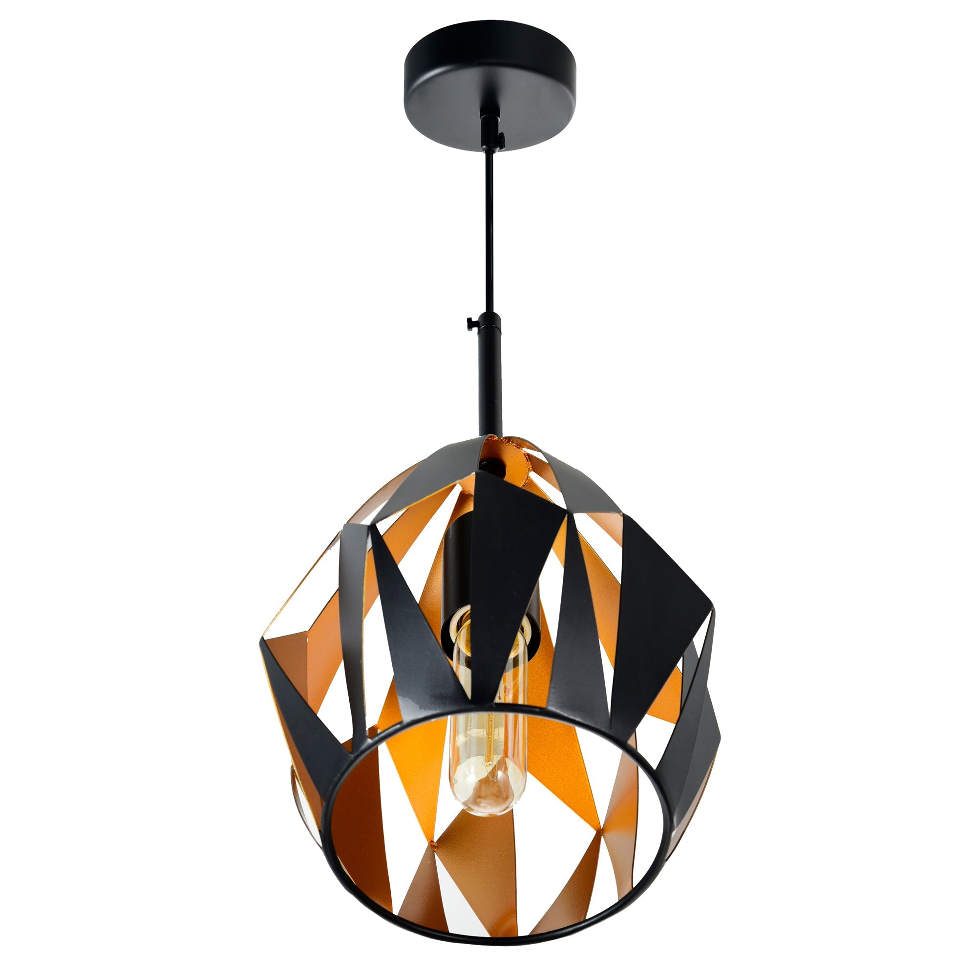 Oxide 1 Light 8in Black & Copper Down Mini Pendant - CWI Lighting