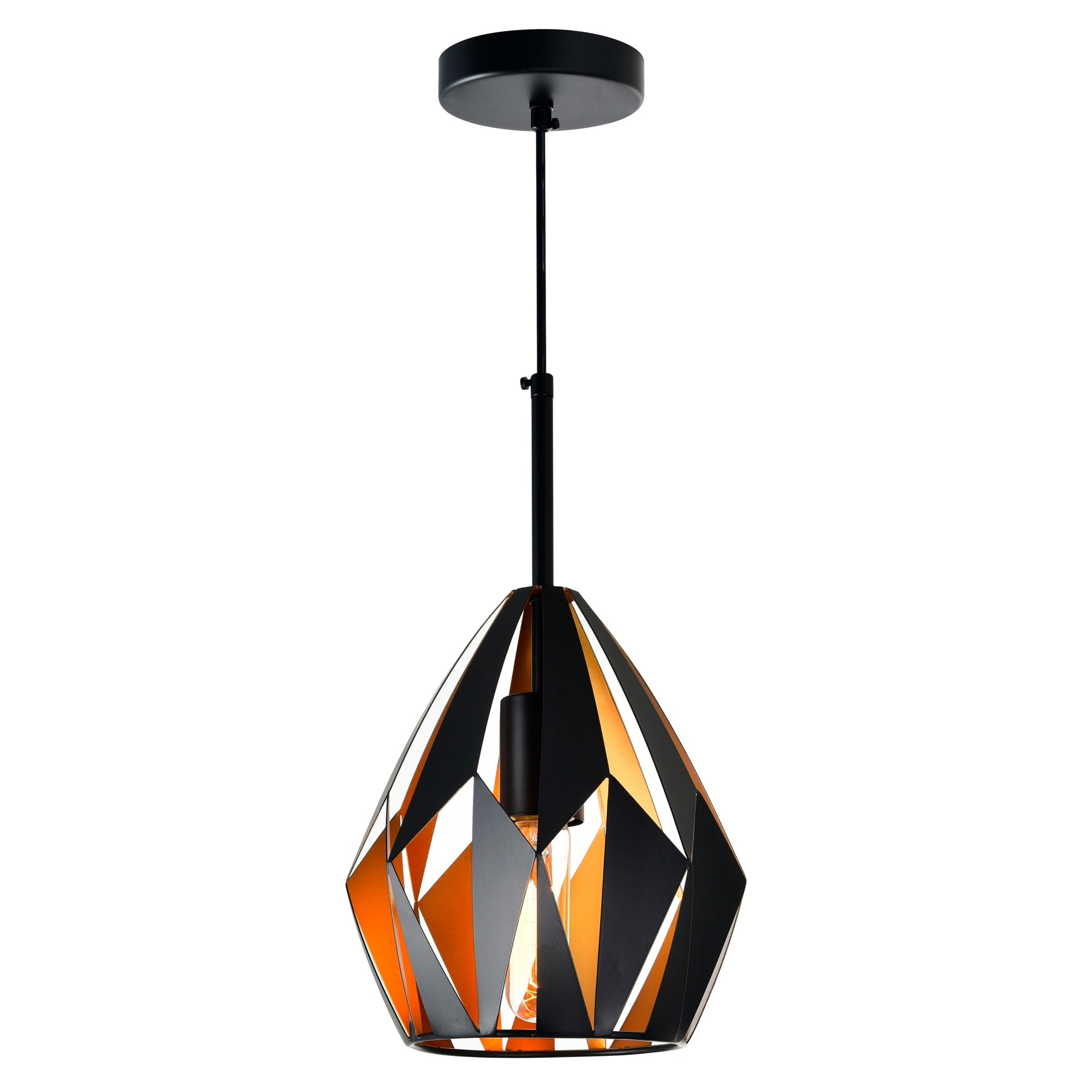 Oxide 1 Light 8in Black & Copper Down Mini Pendant - CWI Lighting