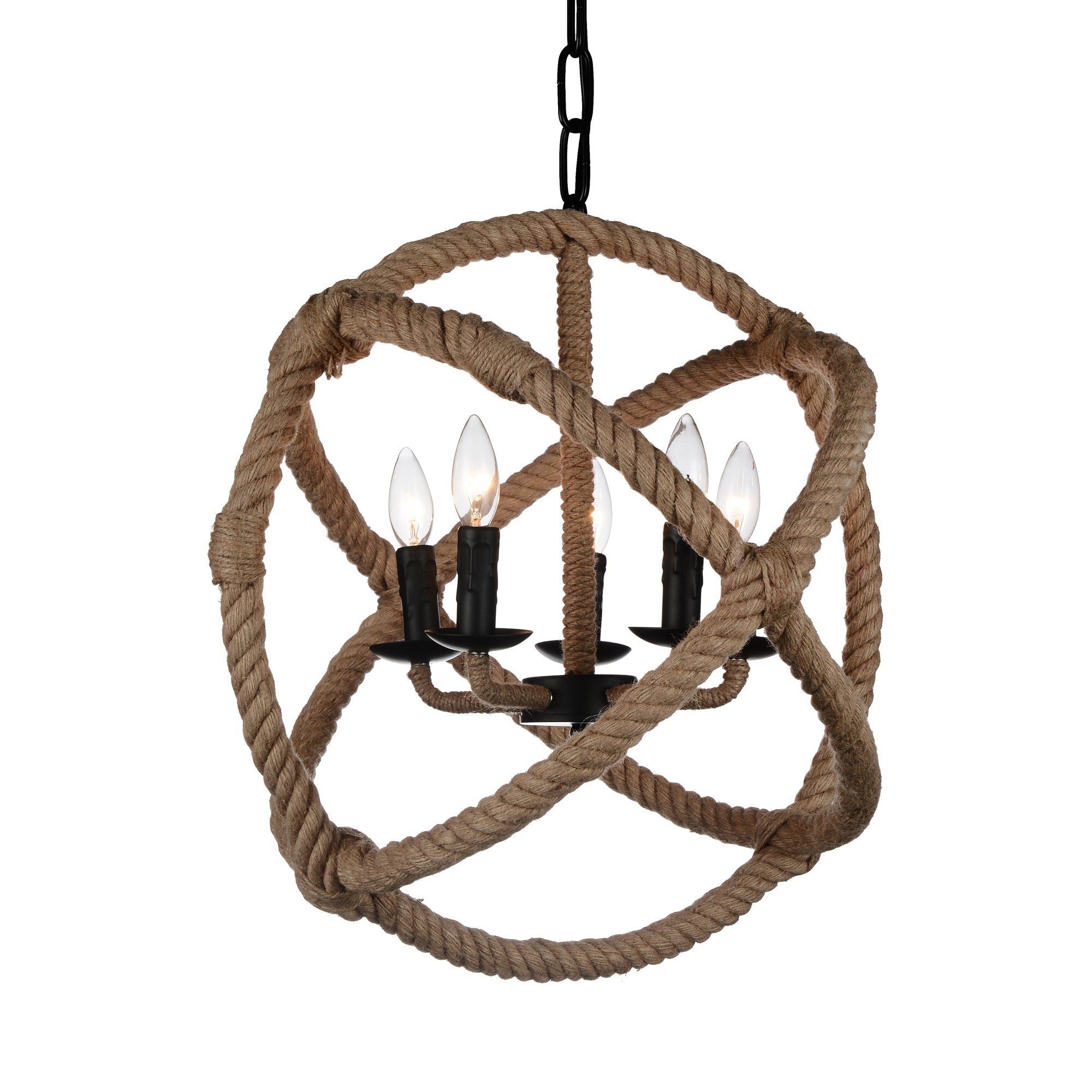 Padma 5 Light 21in Black Chandelier - CWI Lighting