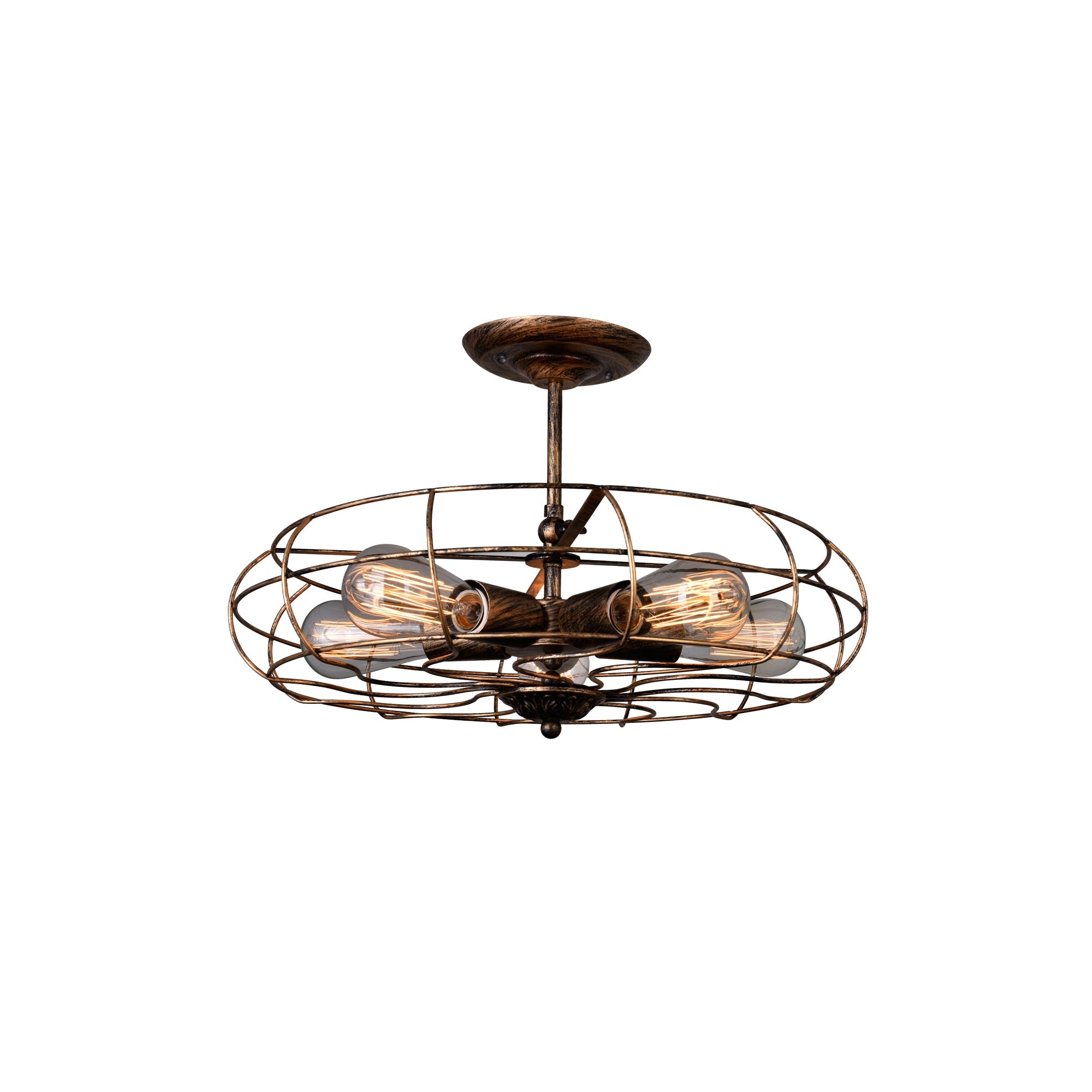 Pamela 5 Light 19in Antique Copper Flush Mount - CWI Lighting