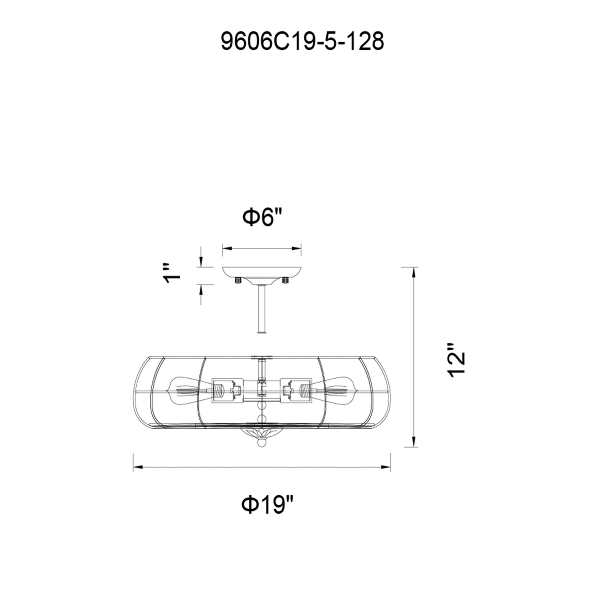 Pamela 5 Light 19in Antique Copper Flush Mount - CWI Lighting