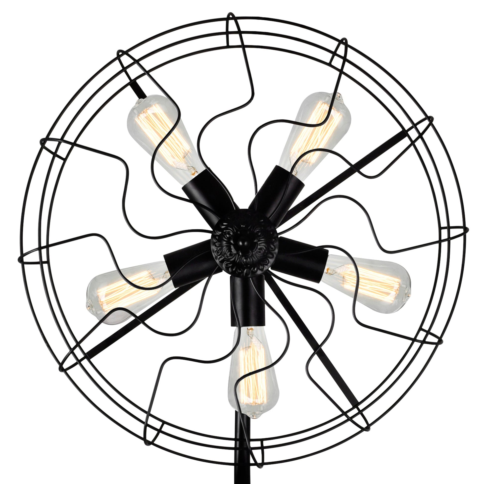 Pamela 5 Light Floor Lamp With Black Finish - CWI Lighting