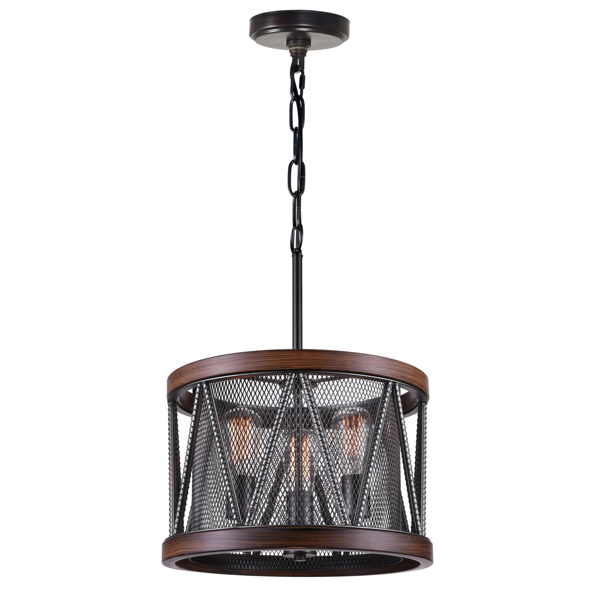 Parsh 3 Light Drum Shade Chandelier With Pewter Finish - CWI Lighting