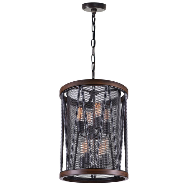Parsh 8 Light Drum Shade Chandelier With Pewter Finish - CWI Lighting