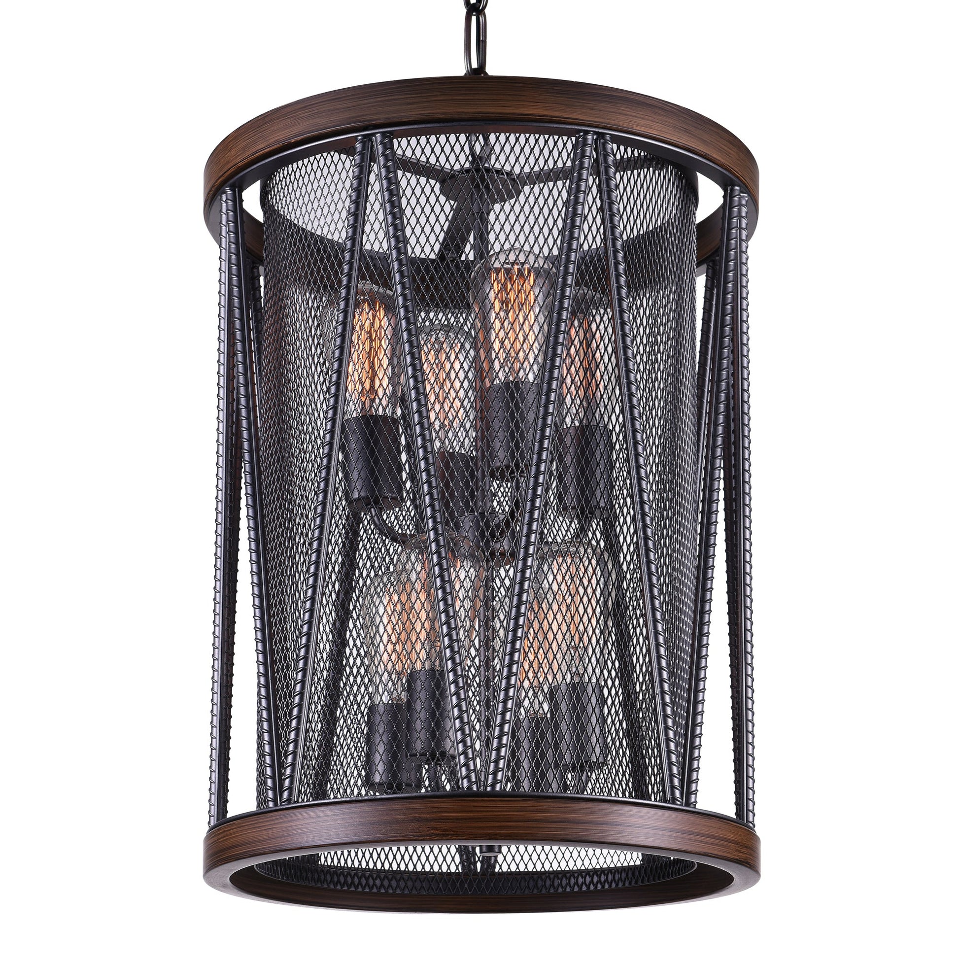 Parsh 8 Light Drum Shade Chandelier With Pewter Finish - CWI Lighting