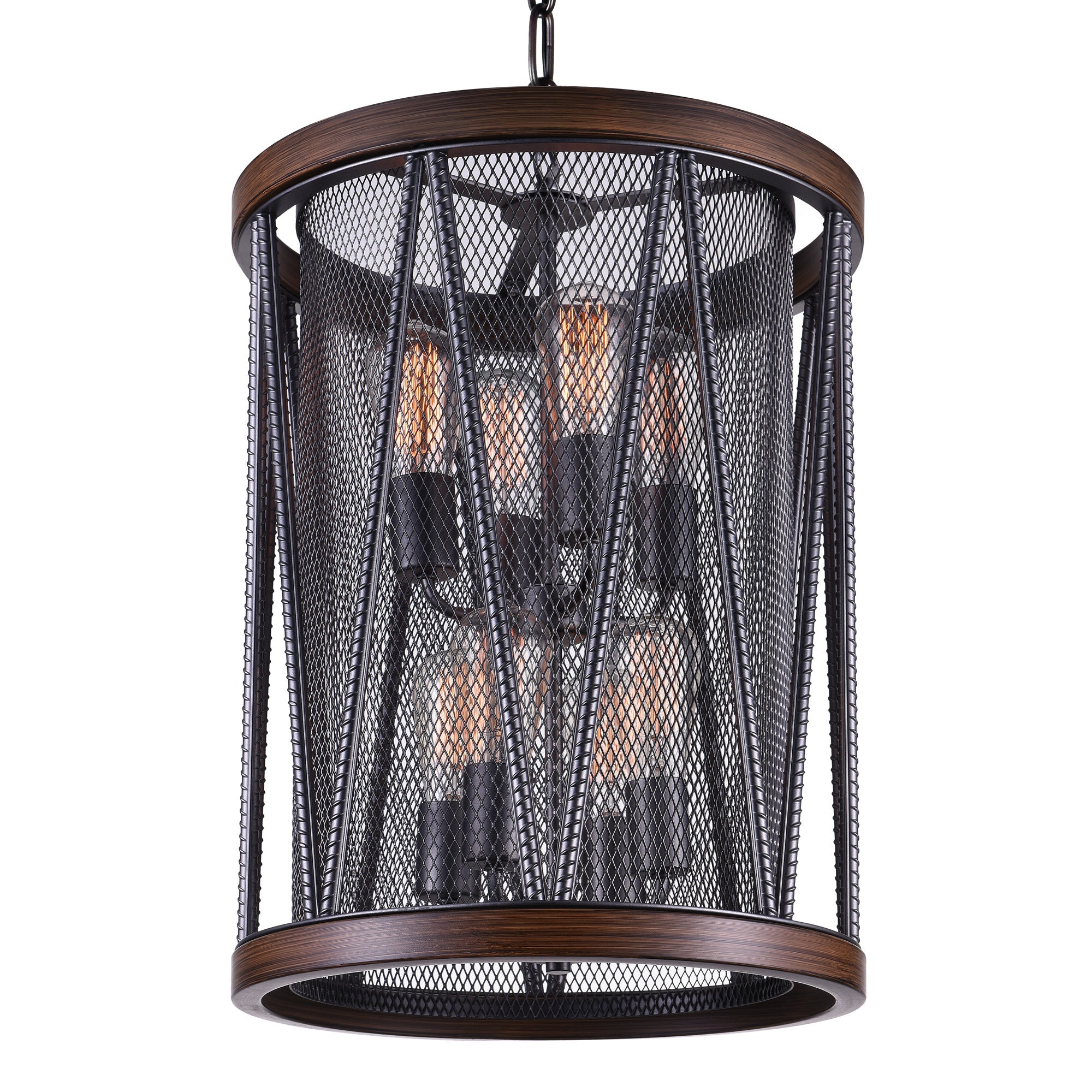 Parsh 8 Light Drum Shade Chandelier With Pewter Finish - CWI Lighting