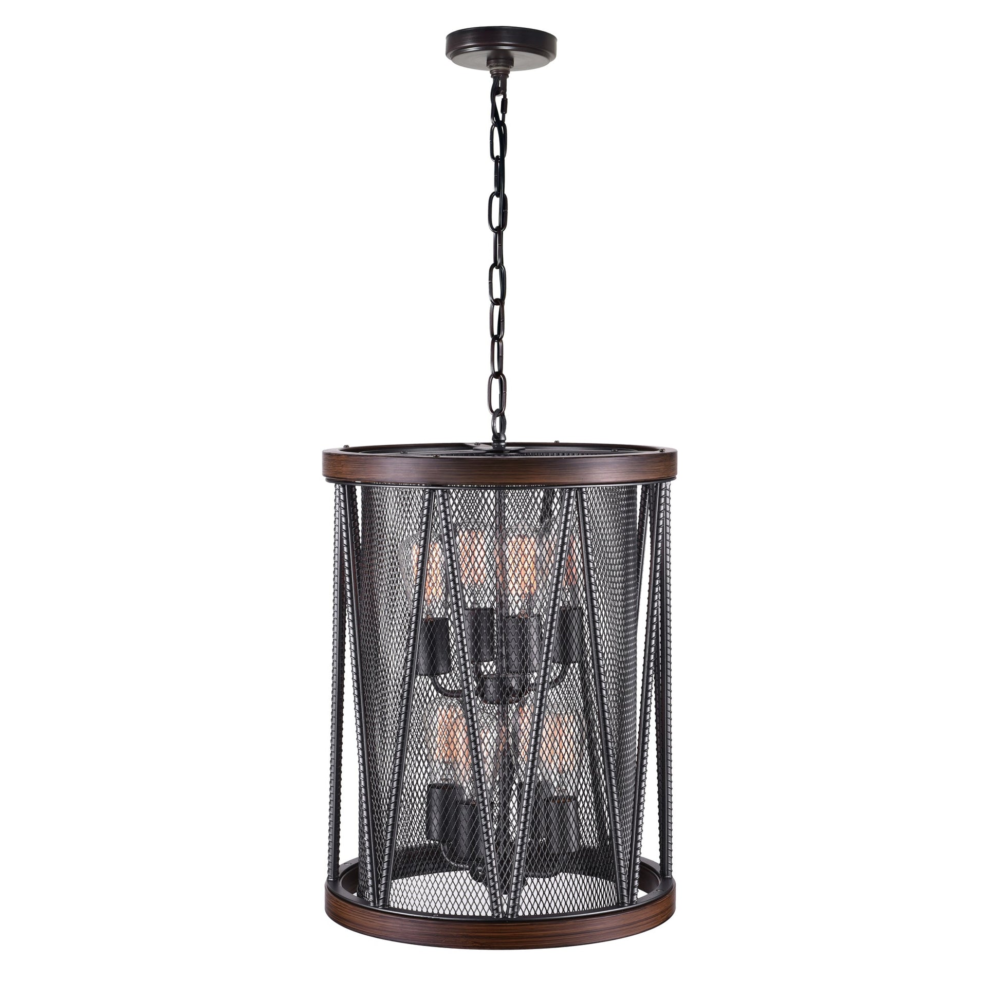 Parsh 8 Light Drum Shade Chandelier With Pewter Finish - CWI Lighting