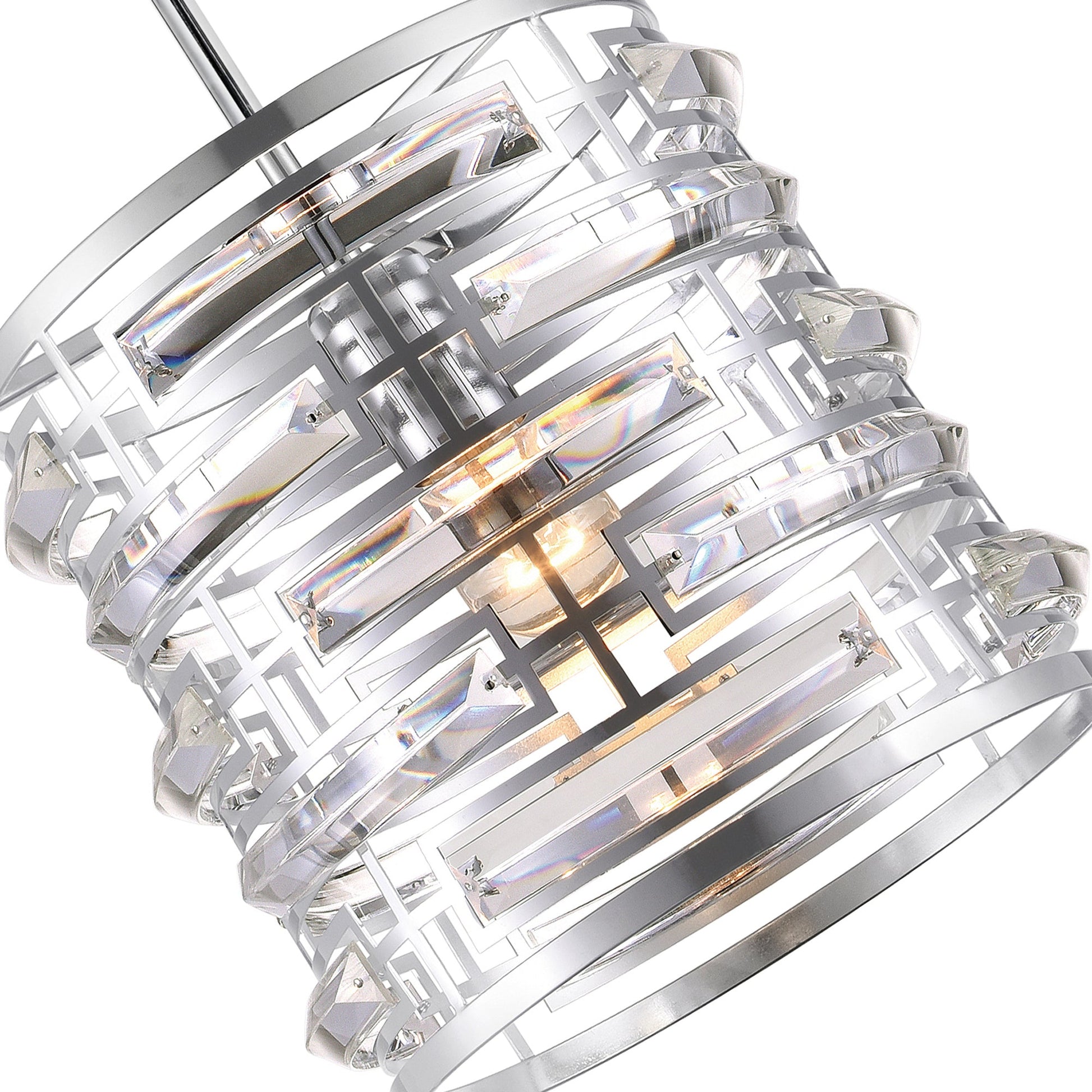 Petia 1 Light Drum Shade Mini Chandelier With Chrome Finish - CWI Lighting