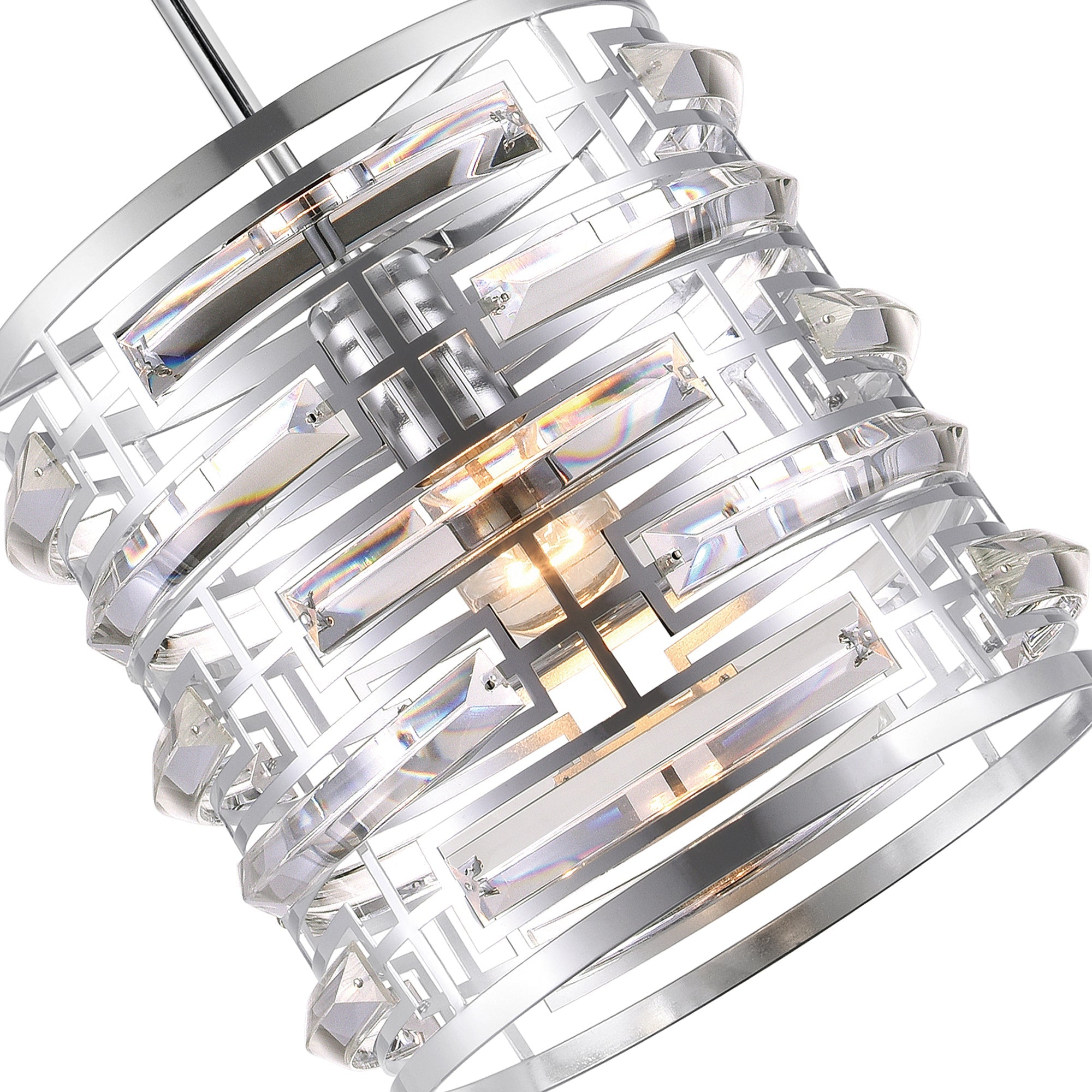 Petia 1 Light Drum Shade Mini Chandelier With Chrome Finish - CWI Lighting