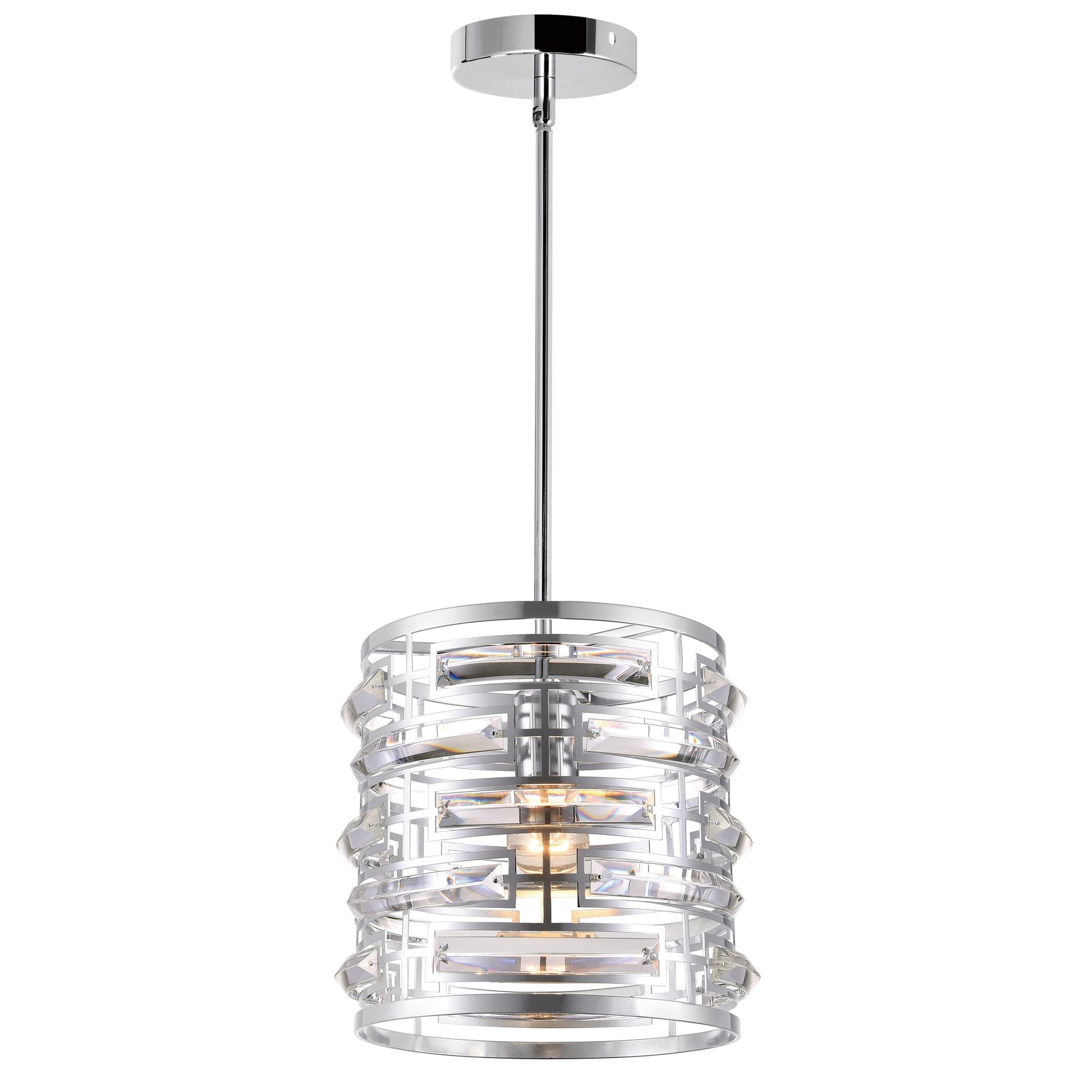 Petia 1 Light Drum Shade Mini Chandelier With Chrome Finish - CWI Lighting