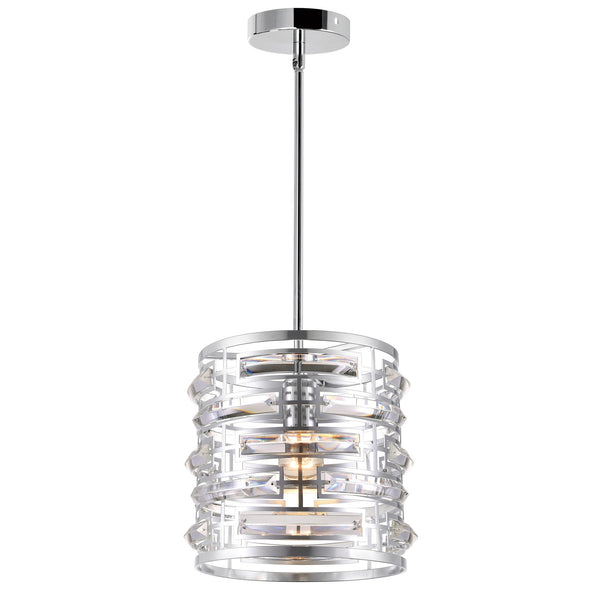 Petia 1 Light Drum Shade Mini Chandelier With Chrome Finish - CWI Lighting