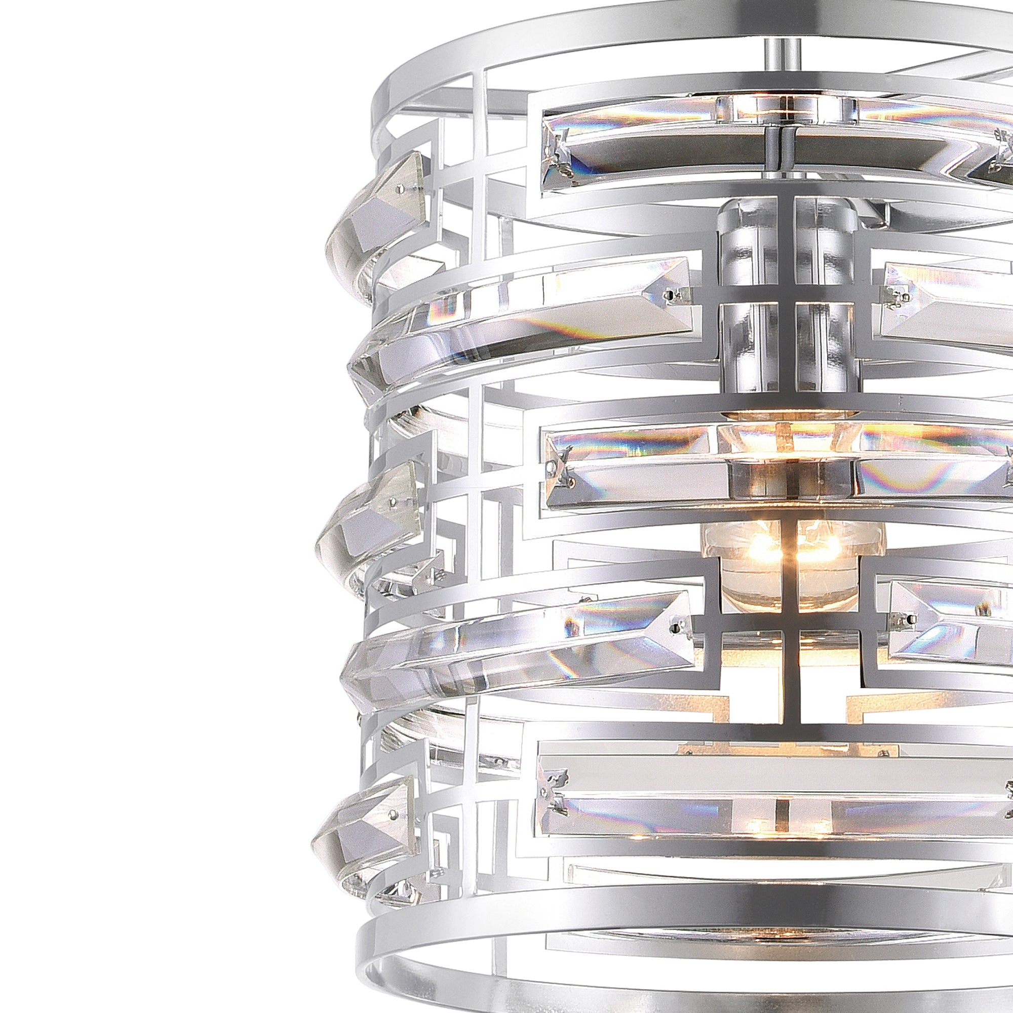 Petia 1 Light Drum Shade Mini Chandelier With Chrome Finish - CWI Lighting