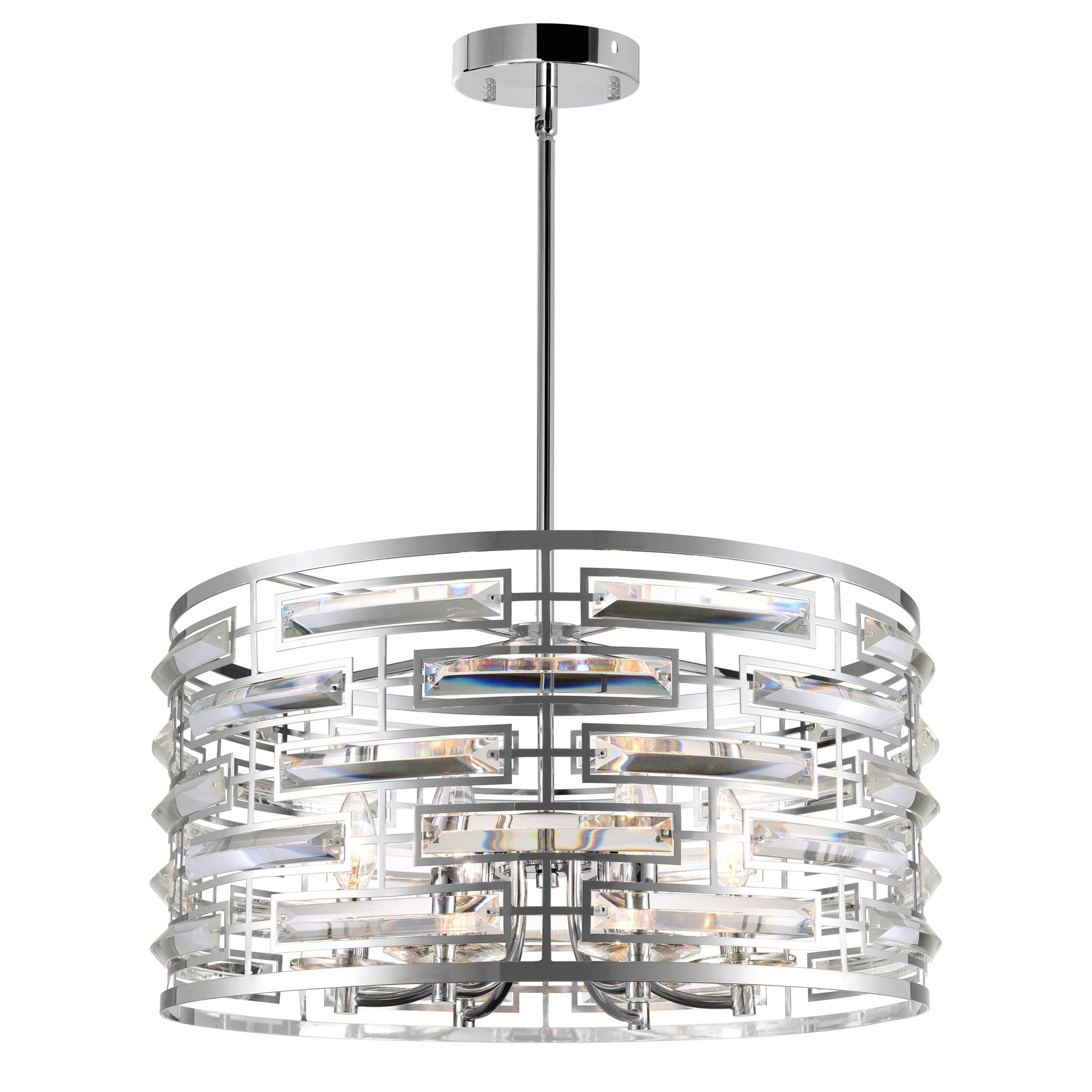 Petia 6 Light Drum Shade Chandelier With Chrome Finish - CWI Lighting