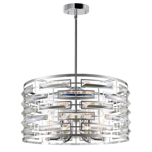 Petia 6 Light Drum Shade Chandelier With Chrome Finish - CWI Lighting
