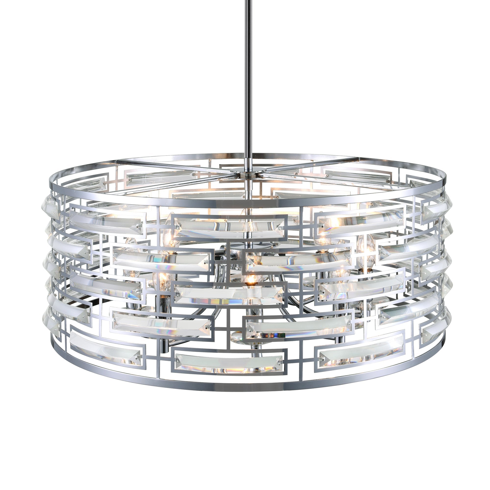 Petia 6 Light Drum Shade Chandelier With Chrome Finish - CWI Lighting
