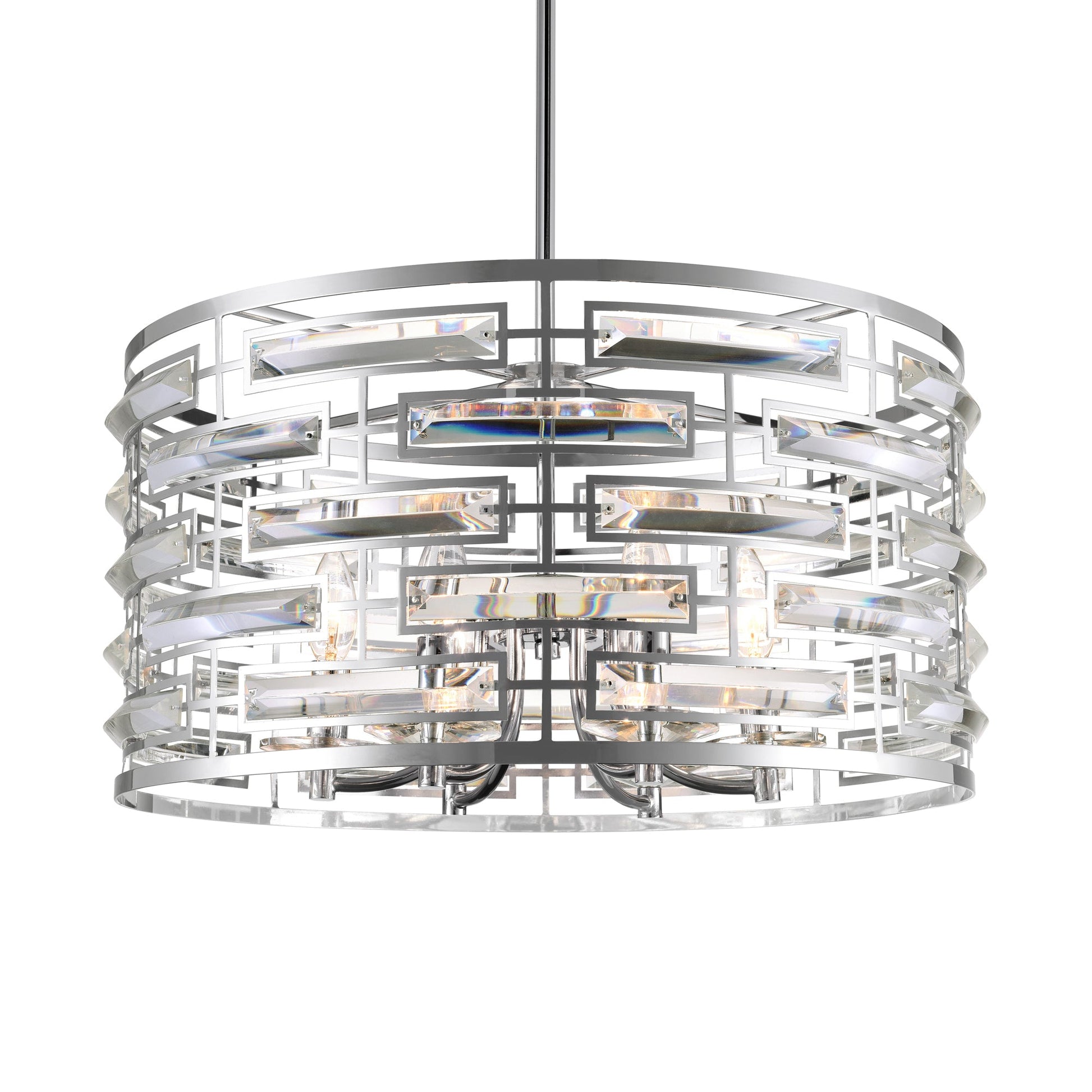 Petia 6 Light Drum Shade Chandelier With Chrome Finish - CWI Lighting