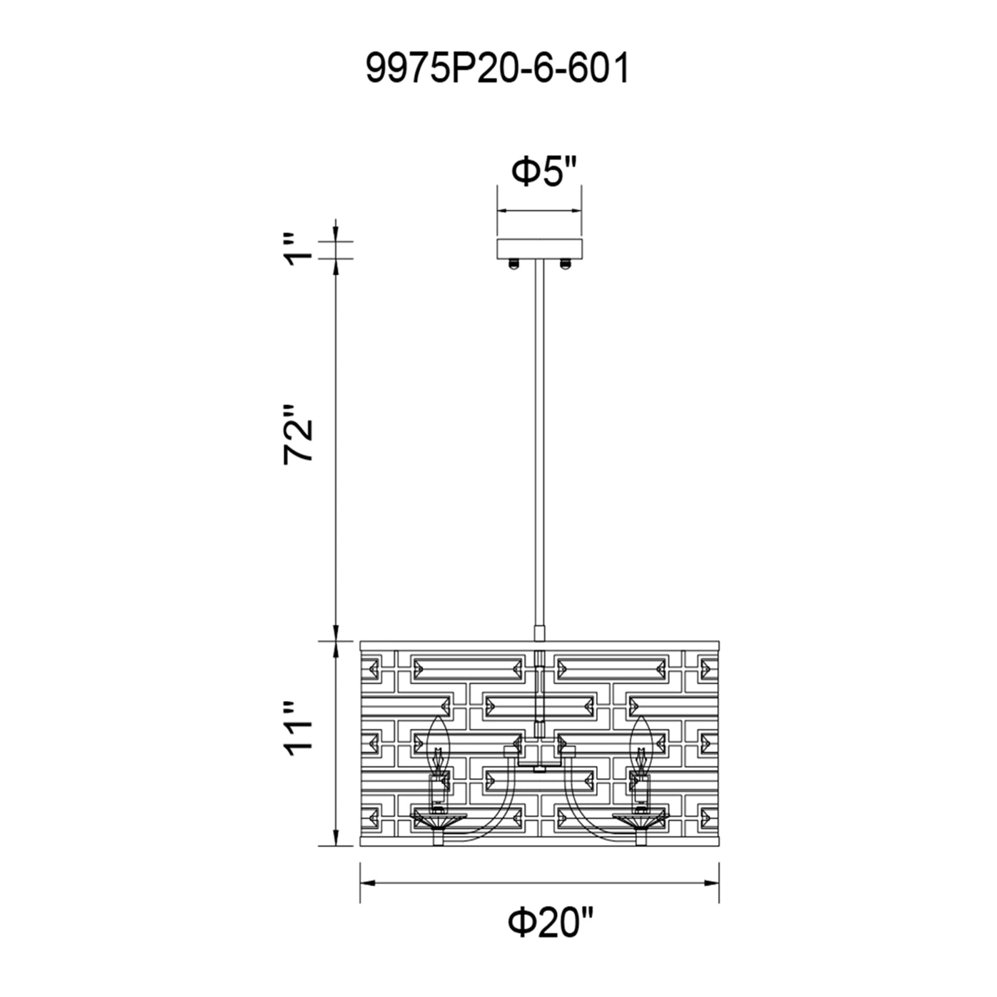 Petia 6 Light Drum Shade Chandelier With Chrome Finish - CWI Lighting