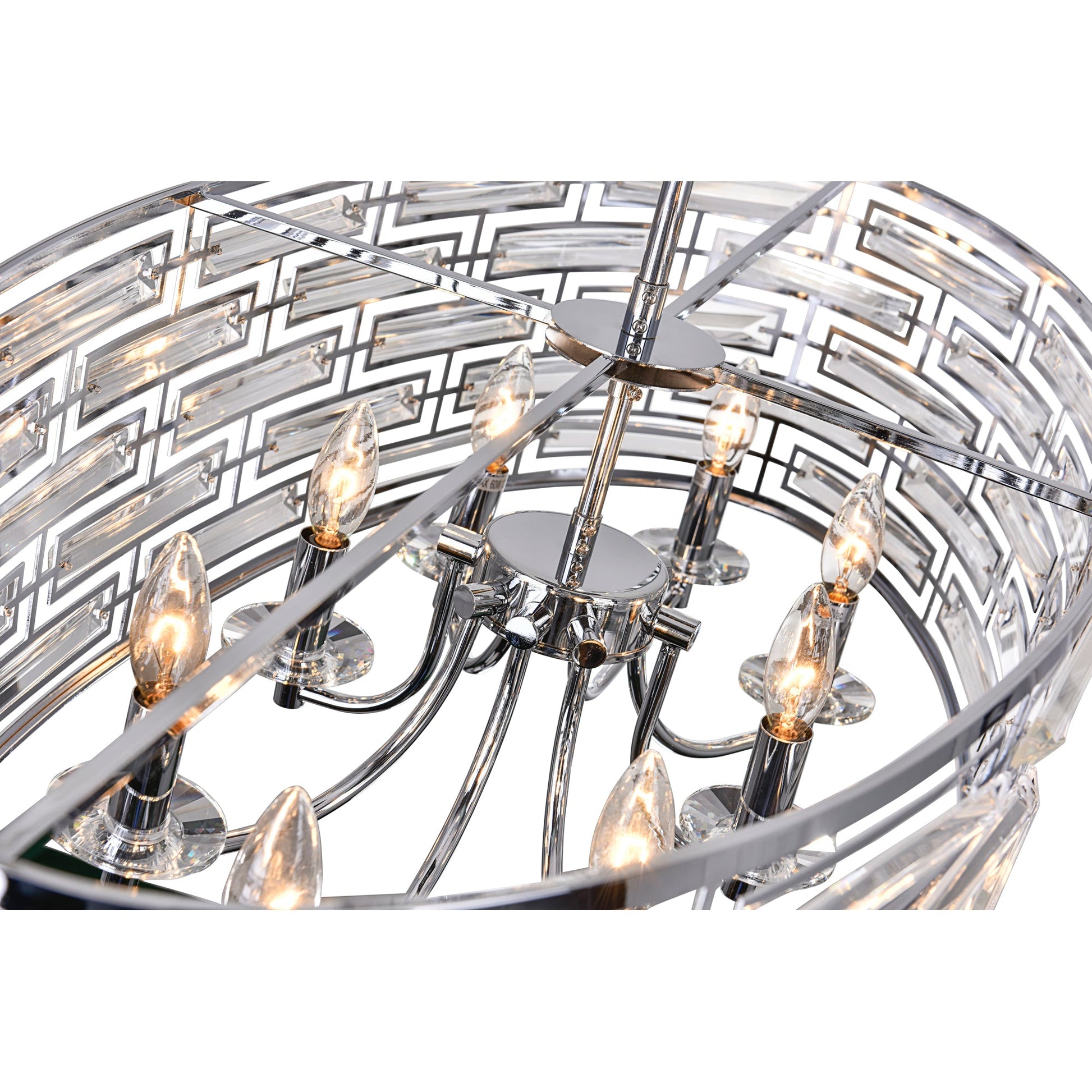 Petia 8 Light Drum Shade Island Light With Chrome Finish - CWI Lighting