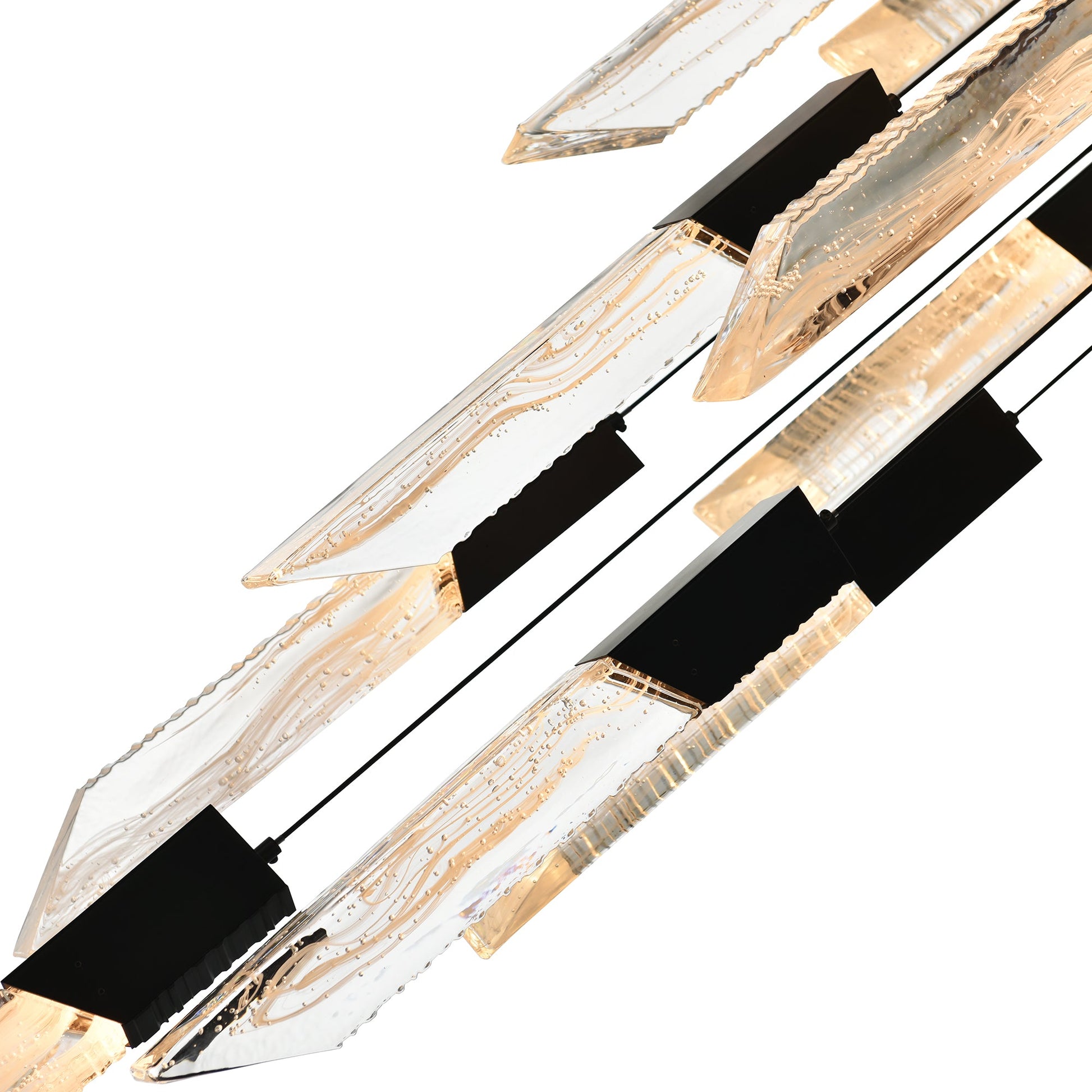 Petra Integrated LED 24in Black Chandelier with Handcrafted Glass - CWI Lighting