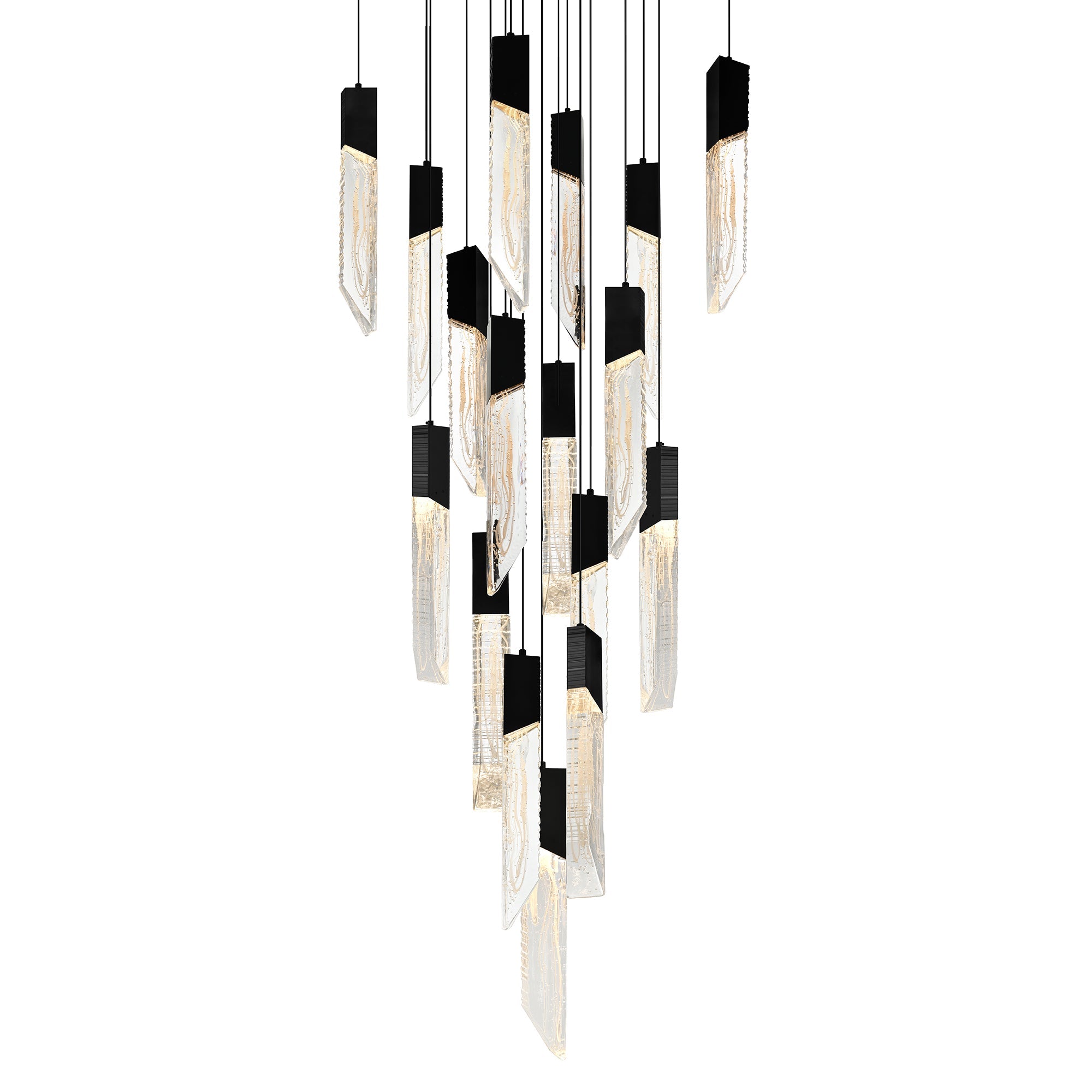 Petra Integrated LED 24in Black Chandelier with Handcrafted Glass - CWI Lighting
