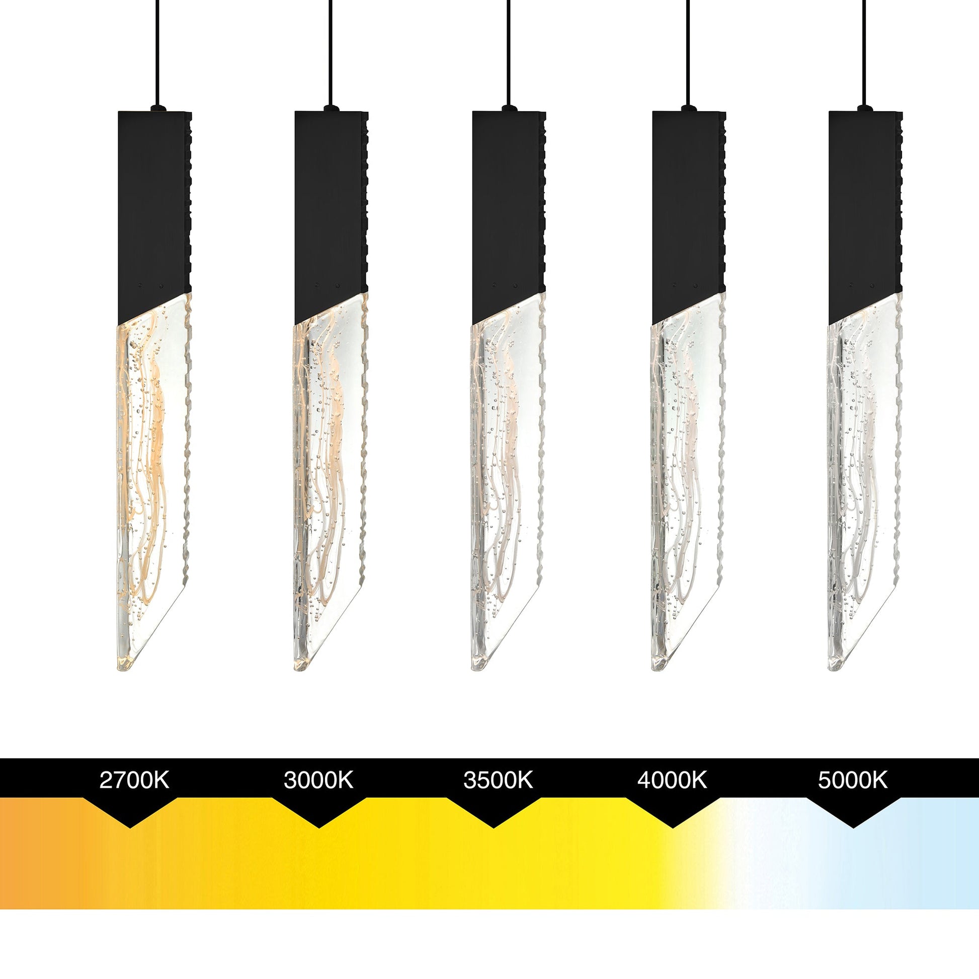 Petra Integrated LED 24in Black Chandelier with Handcrafted Glass - CWI Lighting