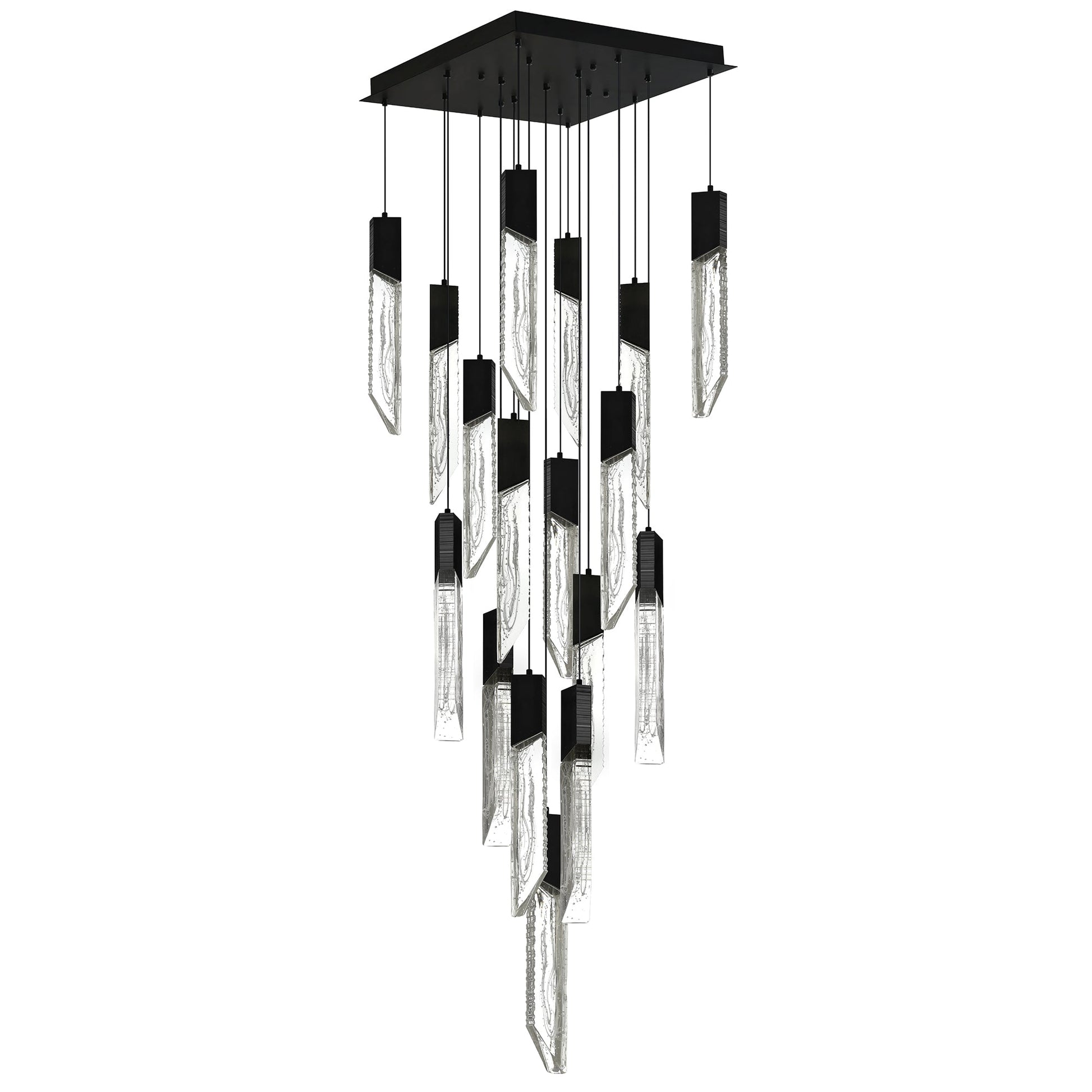 Petra Integrated LED 24in Black Chandelier with Handcrafted Glass - CWI Lighting