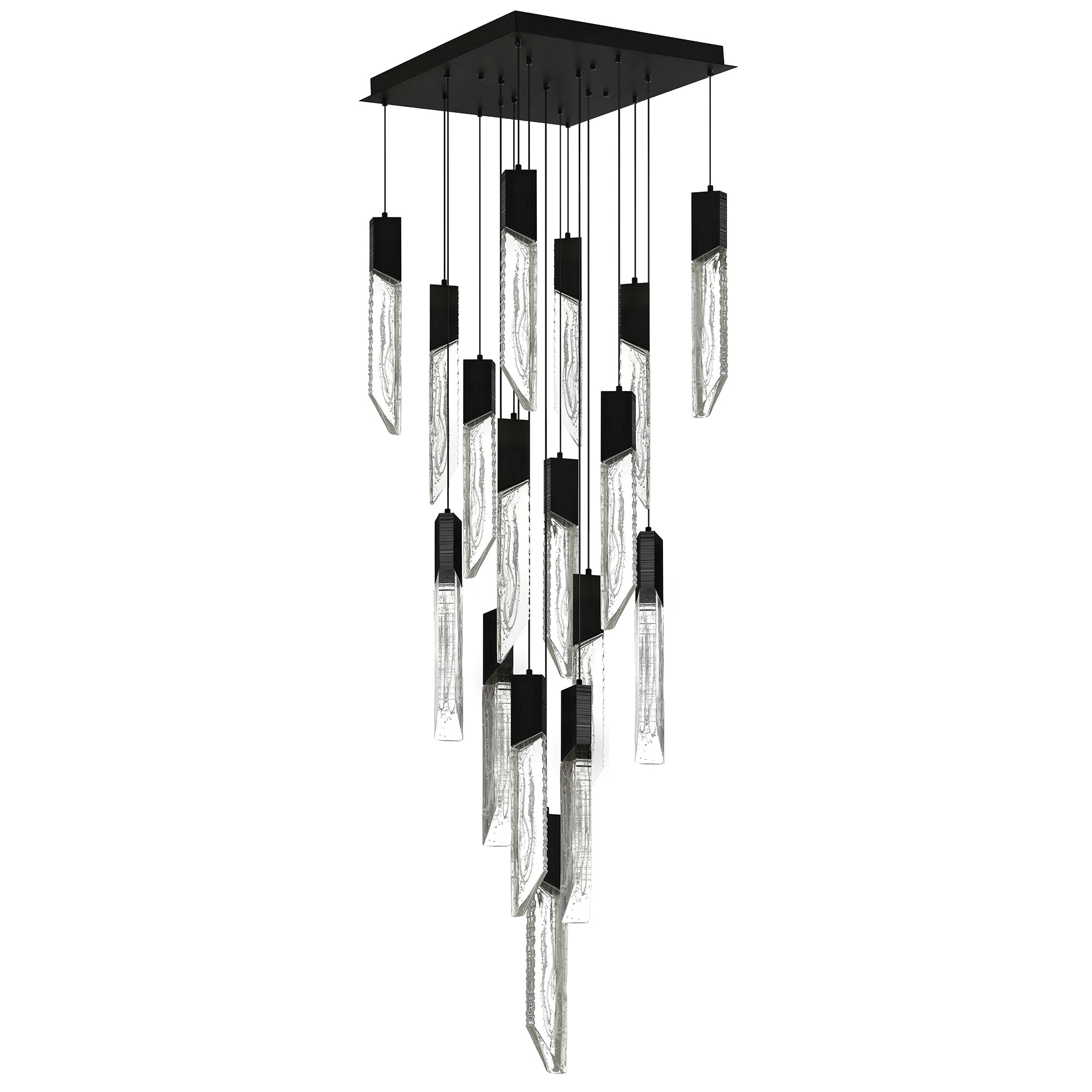 Petra Integrated LED 24in Black Chandelier with Handcrafted Glass - CWI Lighting