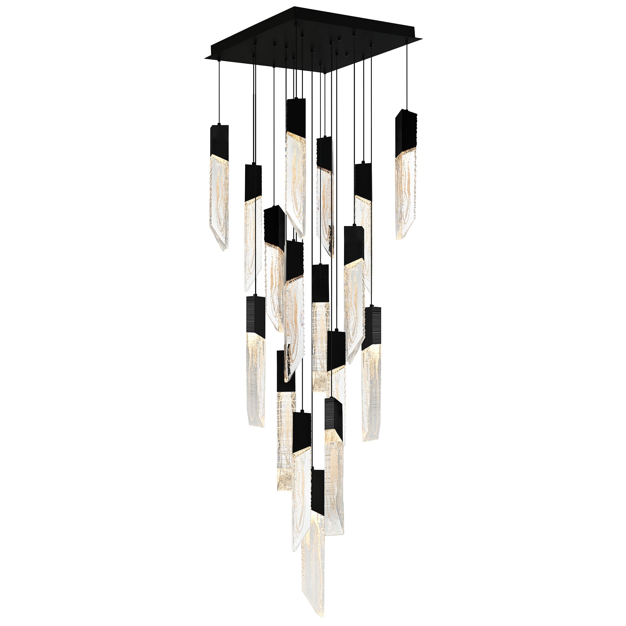 Petra Integrated LED 24in Black Chandelier with Handcrafted Glass - CWI Lighting