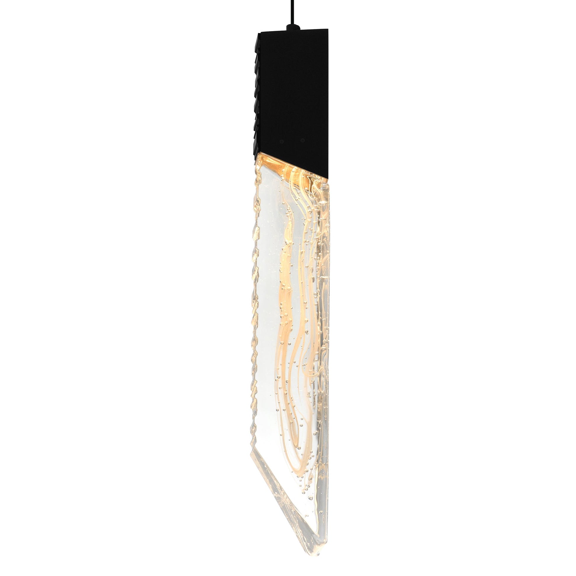 Petra Integrated LED 24in Black Chandelier with Handcrafted Glass - CWI Lighting