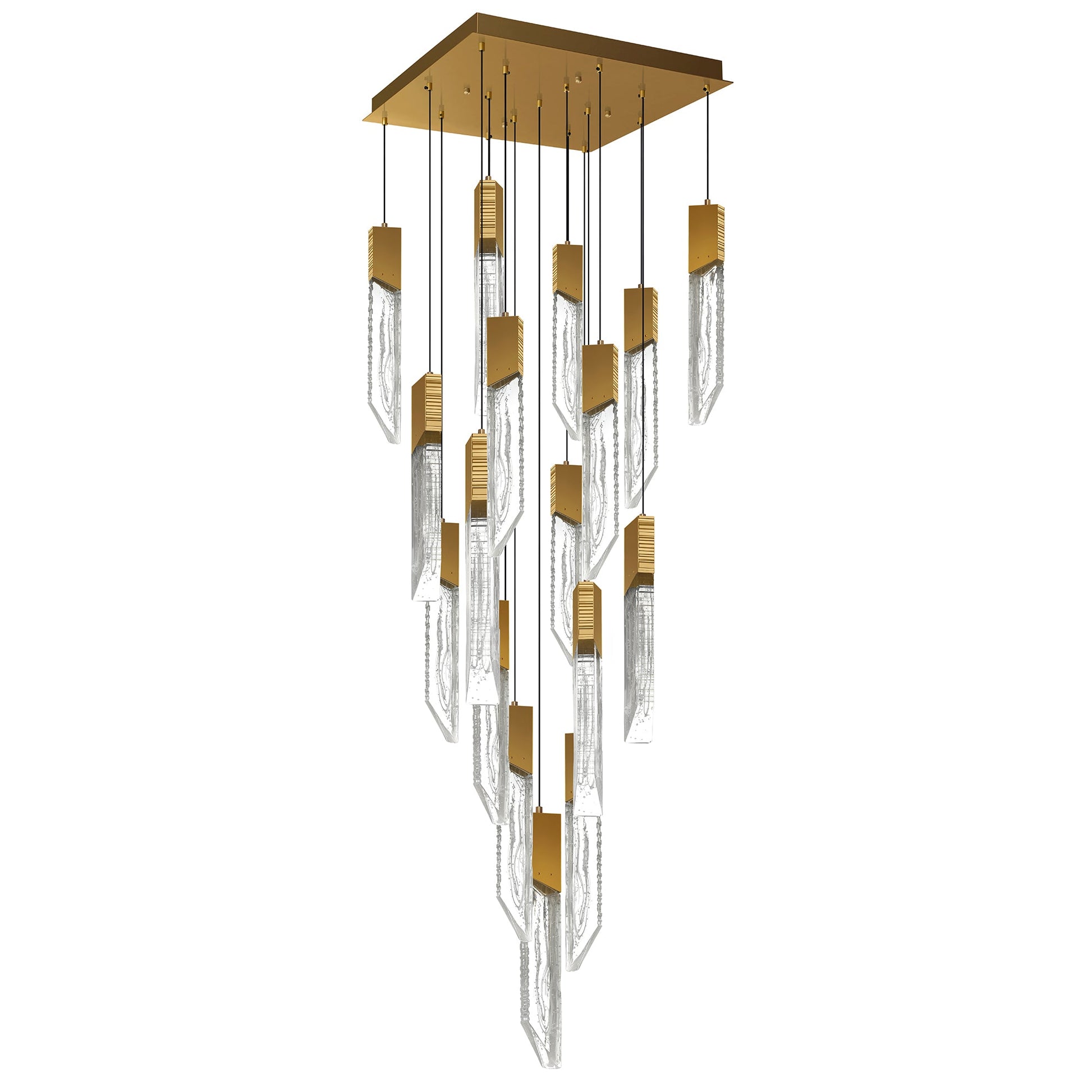 Petra Integrated LED 24in Brass Chandelier with Handcrafted Glass - CWI Lighting