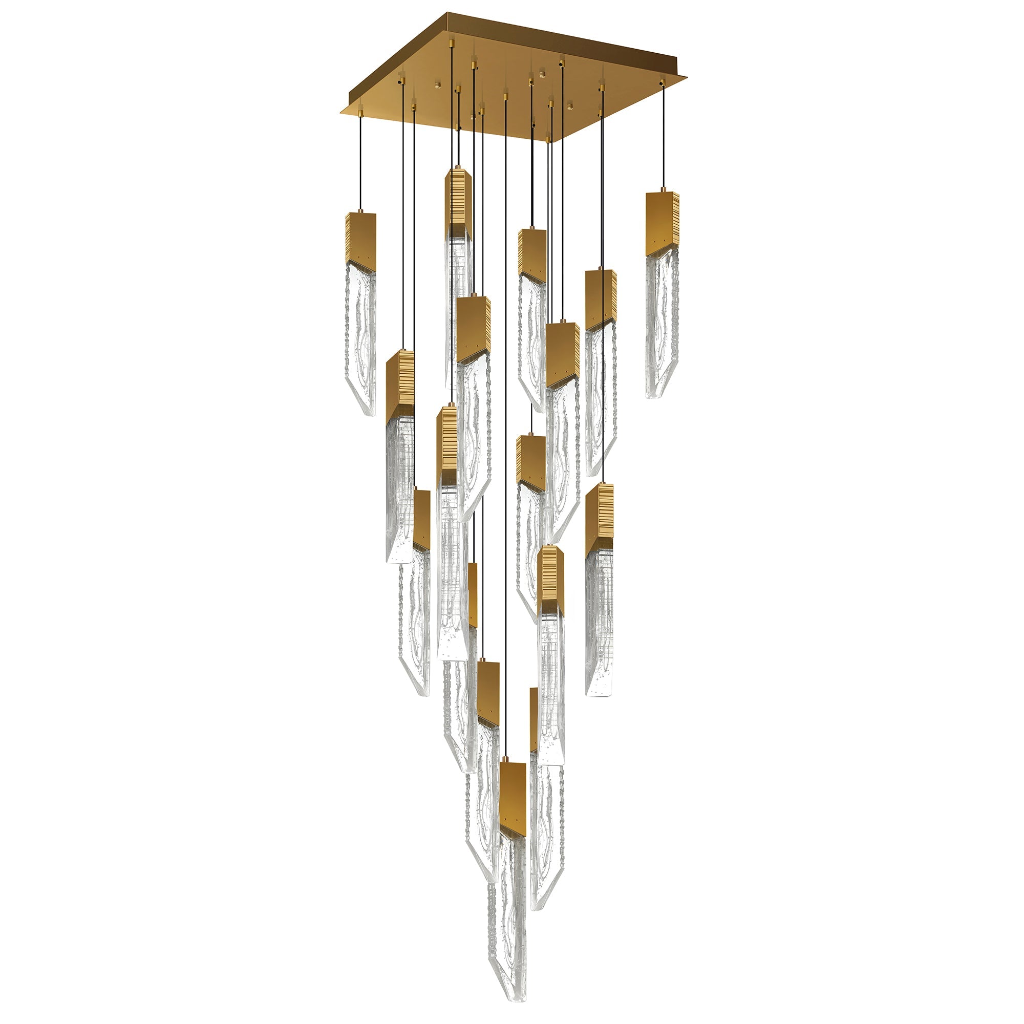 Petra Integrated LED 24in Brass Chandelier with Handcrafted Glass - CWI Lighting
