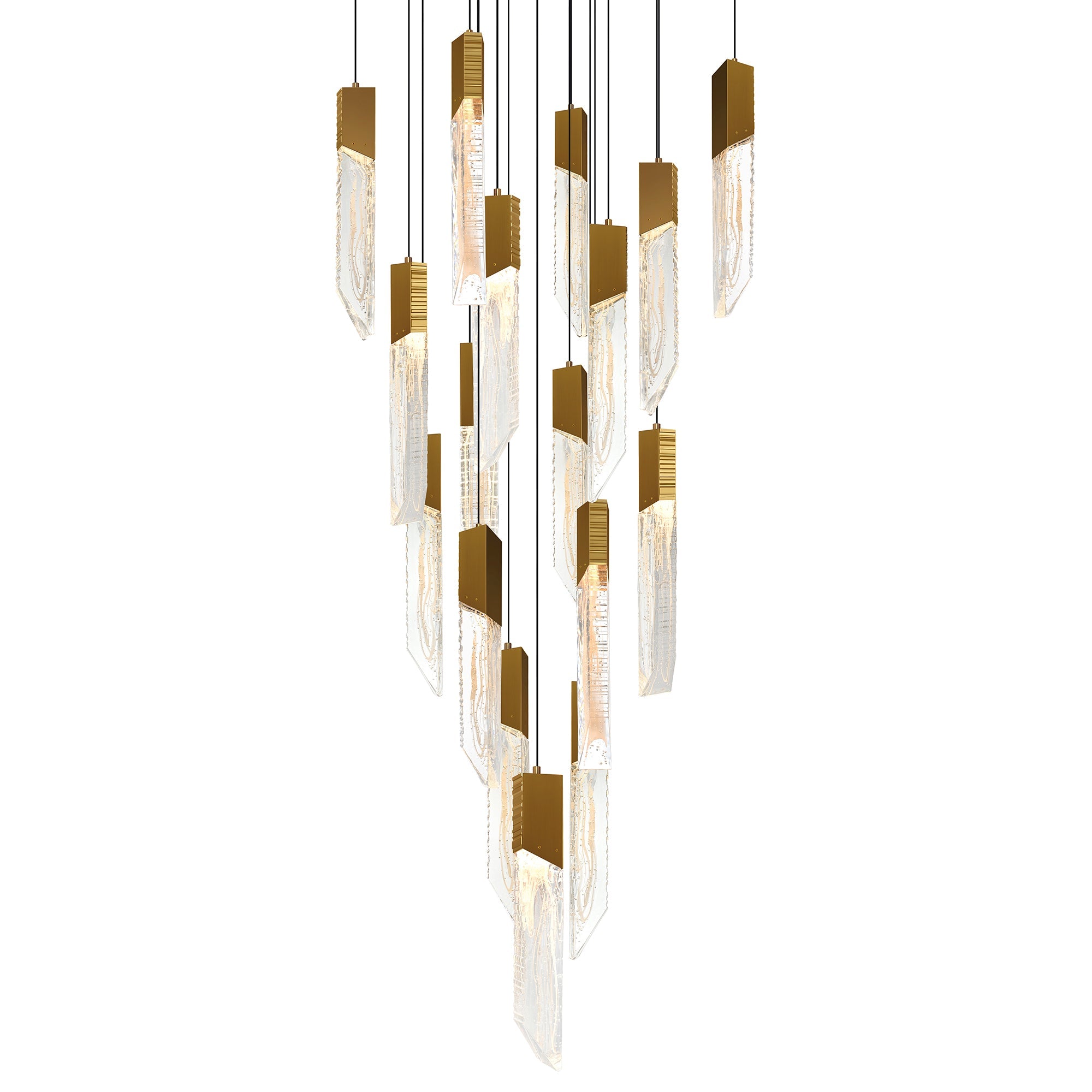 Petra Integrated LED 24in Brass Chandelier with Handcrafted Glass - CWI Lighting