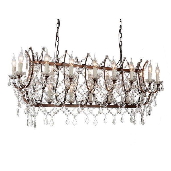 Phraya 21 Light Up Chandelier With Light Brown Finish - CWI Lighting