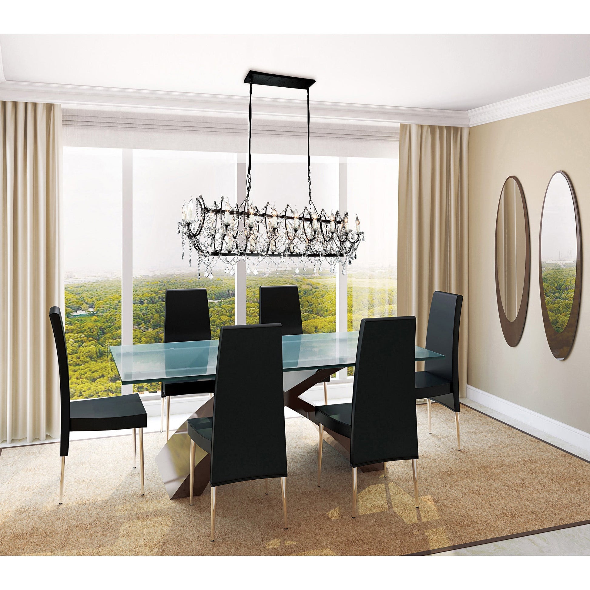 Phraya 24 Light Up Chandelier With Dark Brown Finish - CWI Lighting