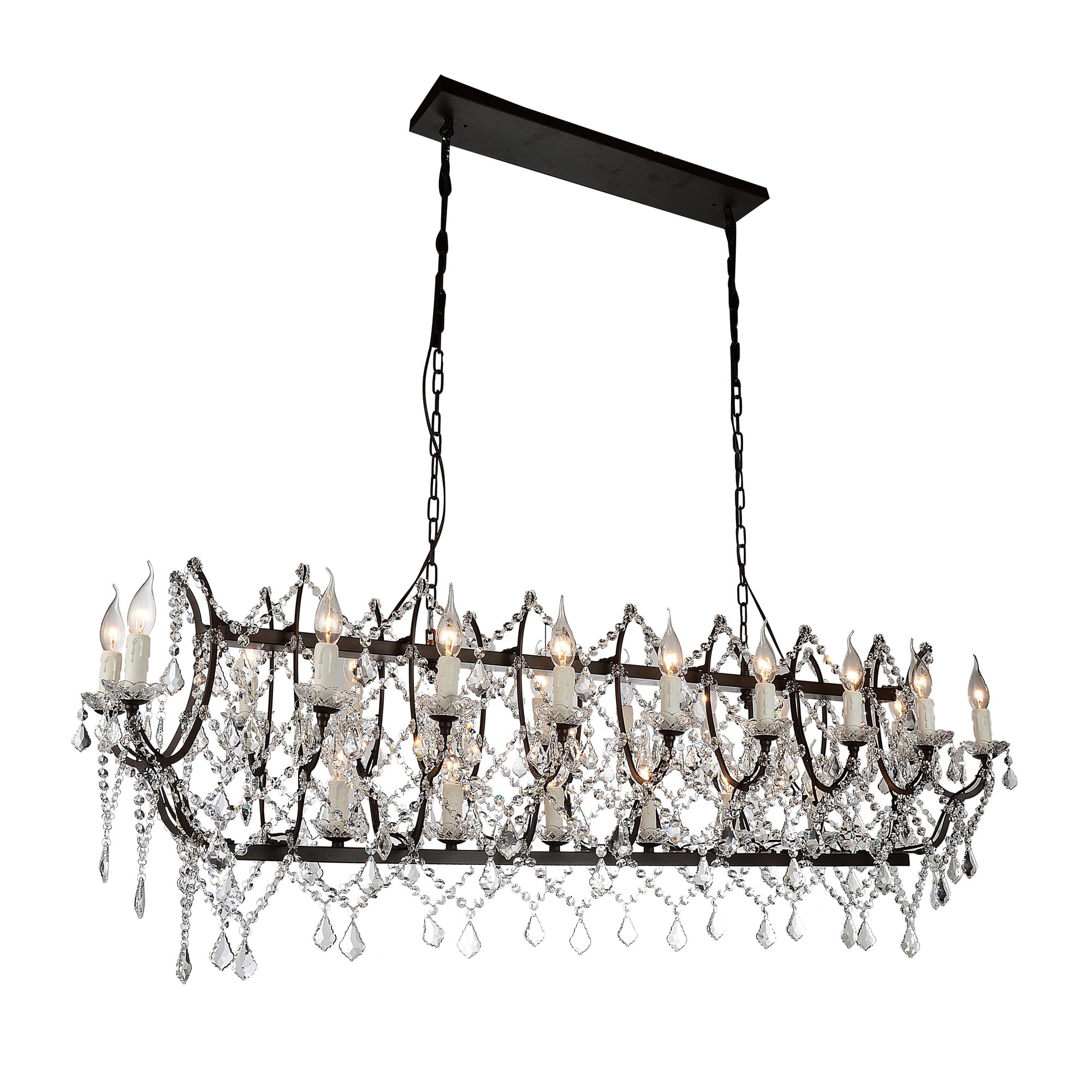 Phraya 24 Light Up Chandelier With Dark Brown Finish - CWI Lighting