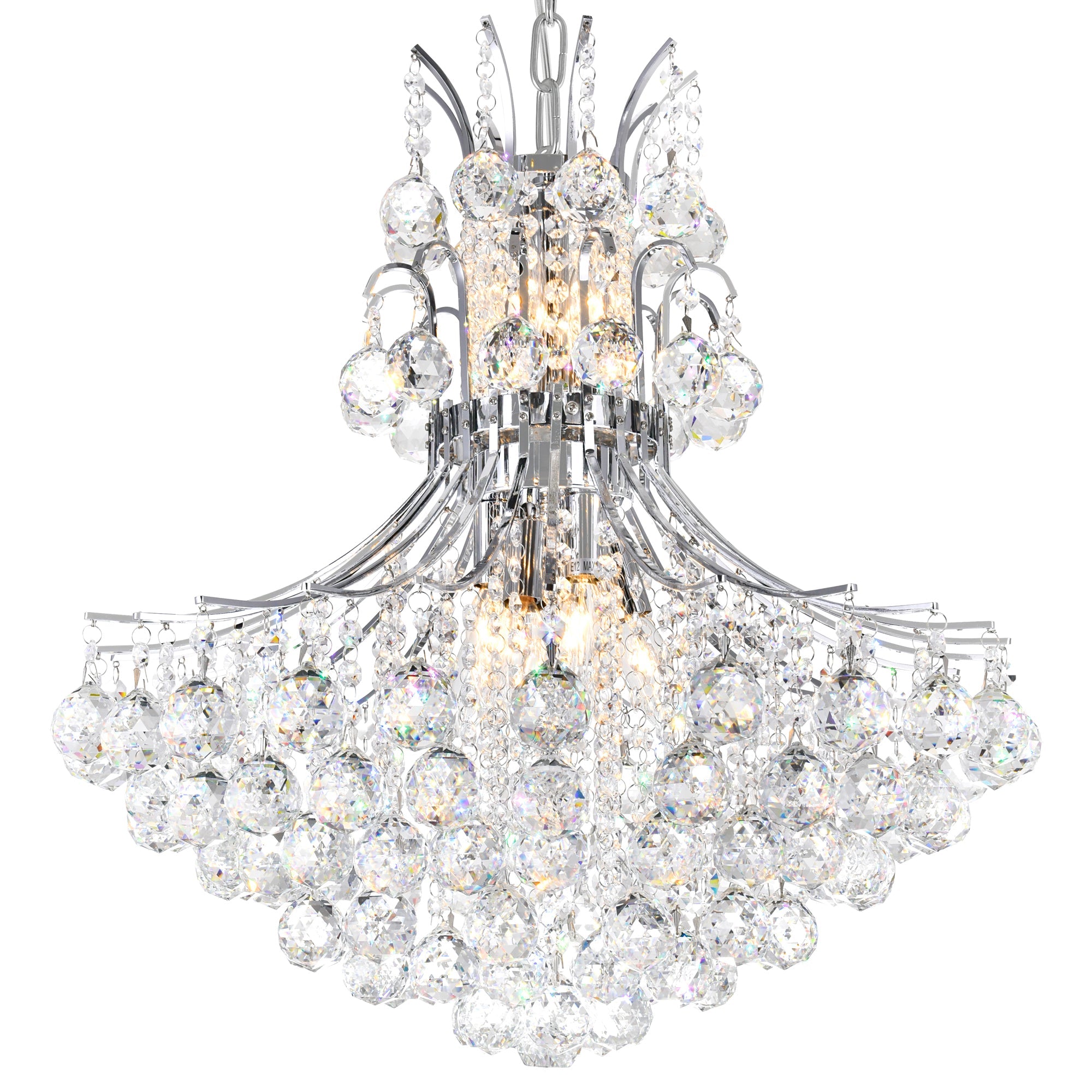 Princess 10 Light 24in Chrome Down Chandelier with Crystals - CWI Lighting