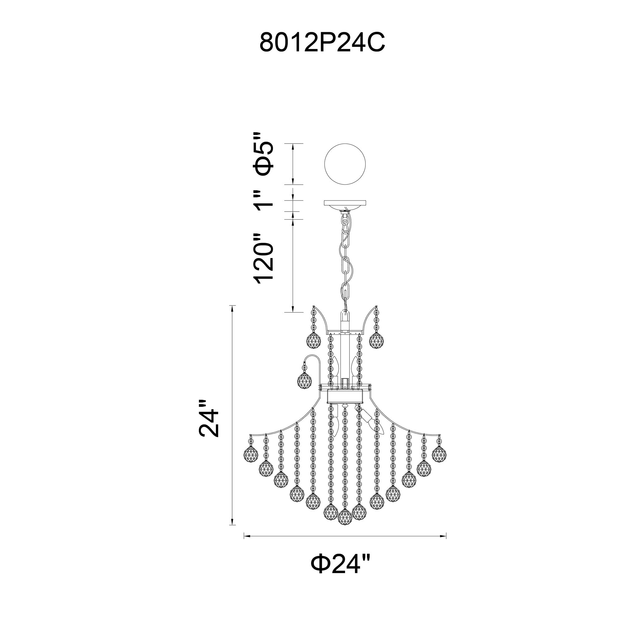Princess 10 Light 24in Gold Down Chandelier - CWI Lighting