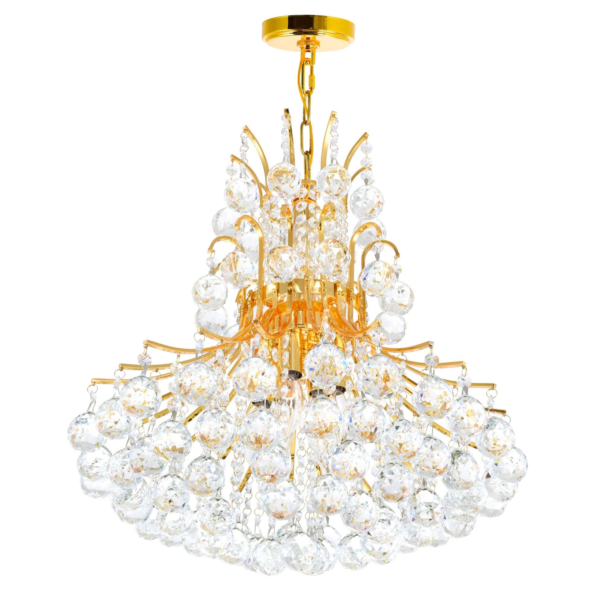 Princess 10 Light 24in Gold Down Chandelier - CWI Lighting