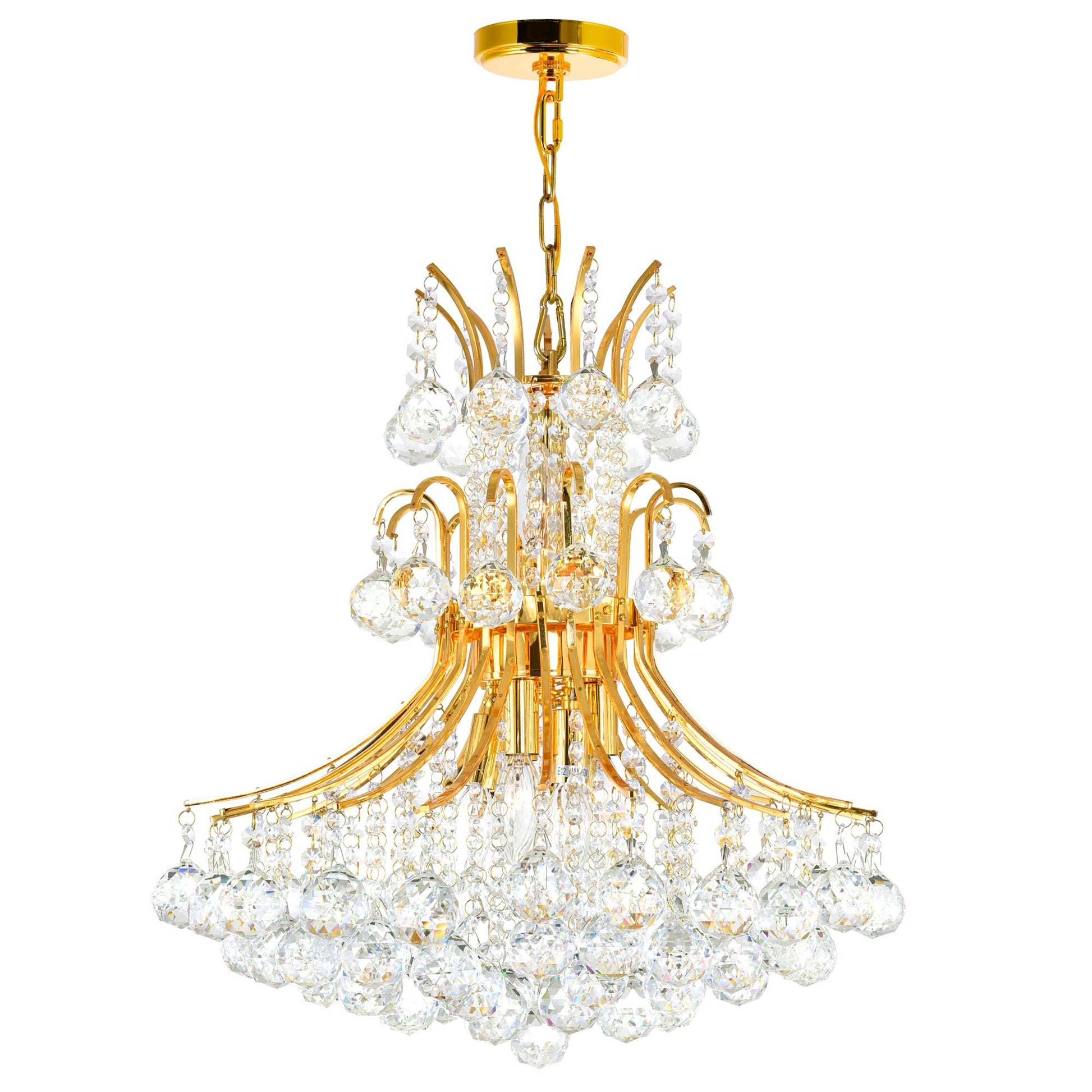 Princess 10 Light 24in Gold Down Chandelier - CWI Lighting