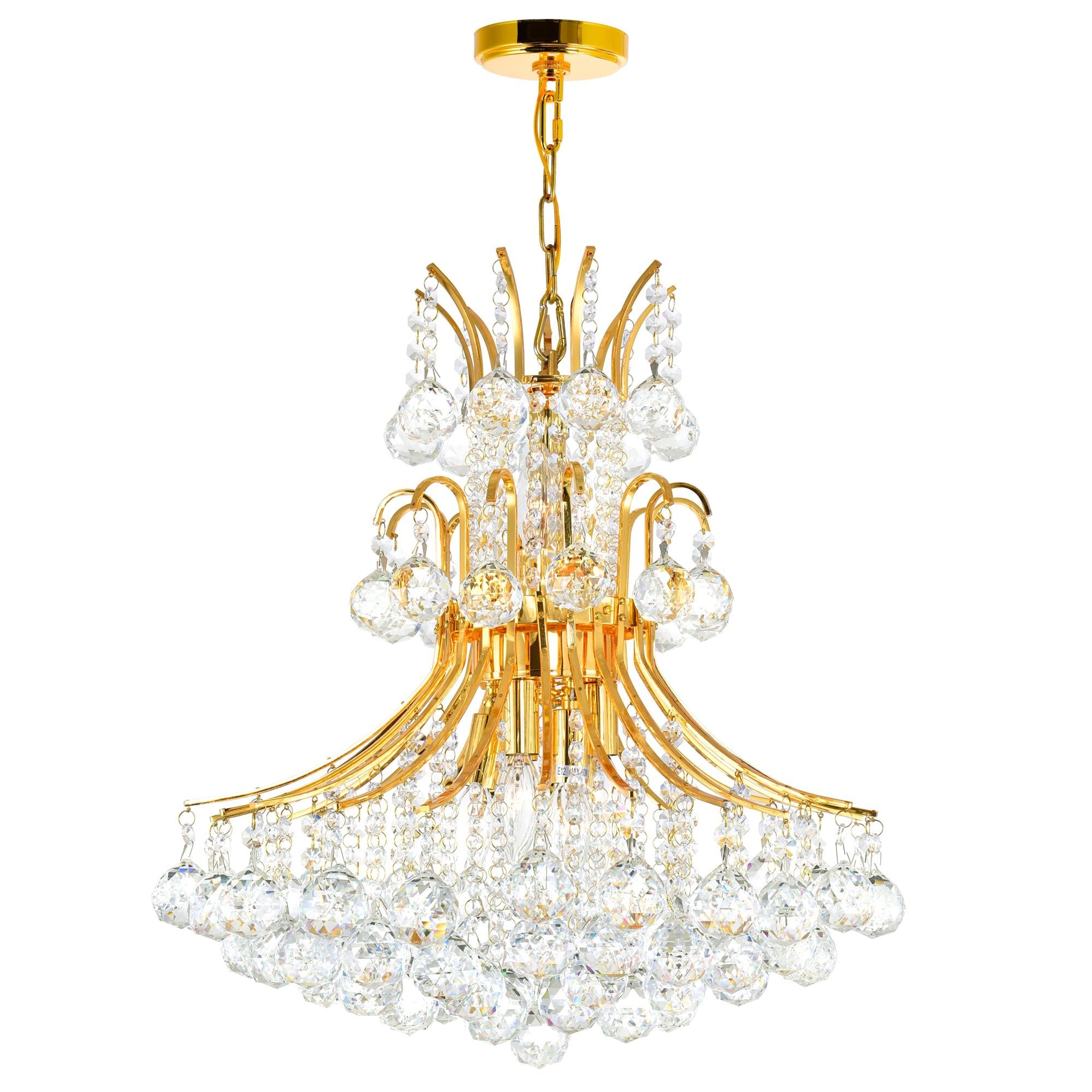 Princess 10 Light 24in Gold Down Chandelier - CWI Lighting