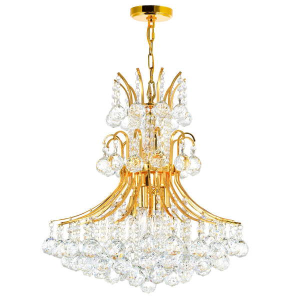 Princess 10 Light 24in Gold Down Chandelier - CWI Lighting